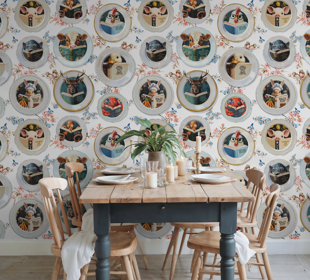 Animals Reading Kitchen Wallpaper - Floral - Image 6 by RebelMod