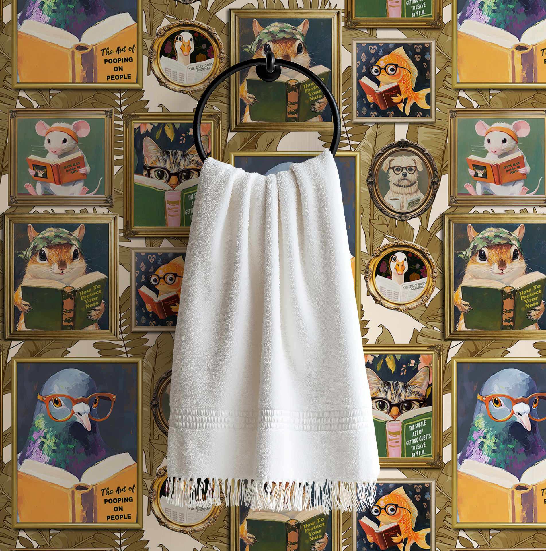 Whimsical Animals Reading Wallpaper - Ivory - Image 7 by RebelMod