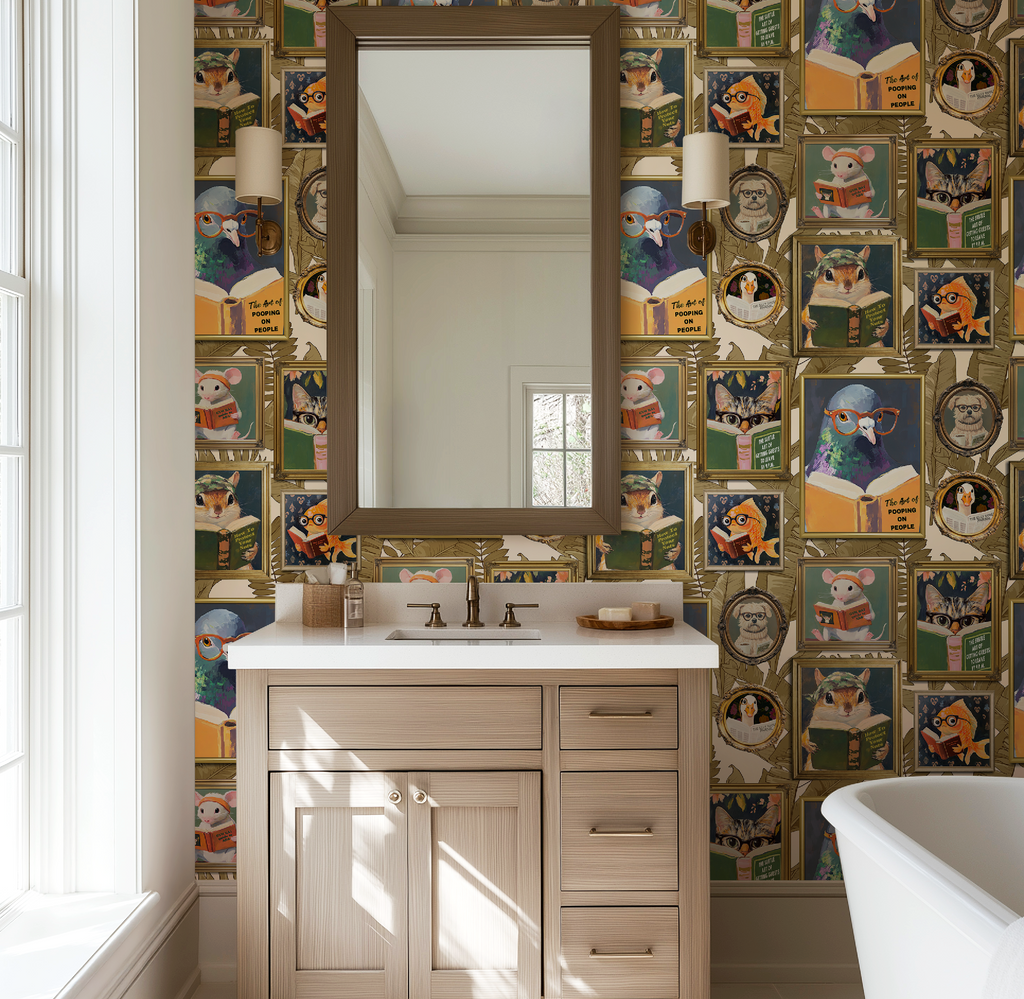 Whimsical Animals Reading Wallpaper - Ivory - Image 8 by RebelMod