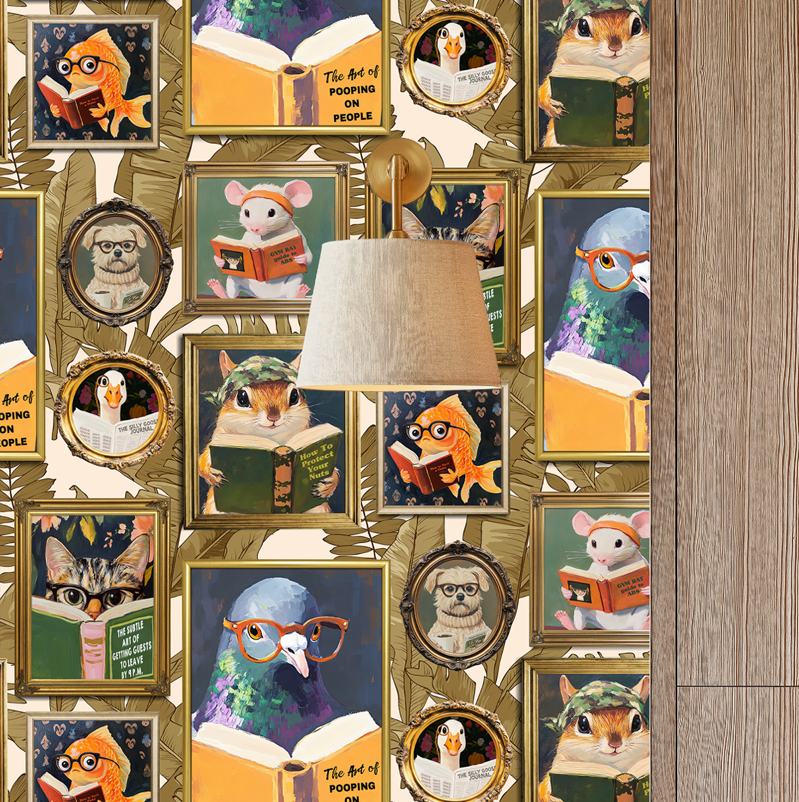Whimsical Animals Reading Wallpaper - Ivory - Image 6 by RebelMod