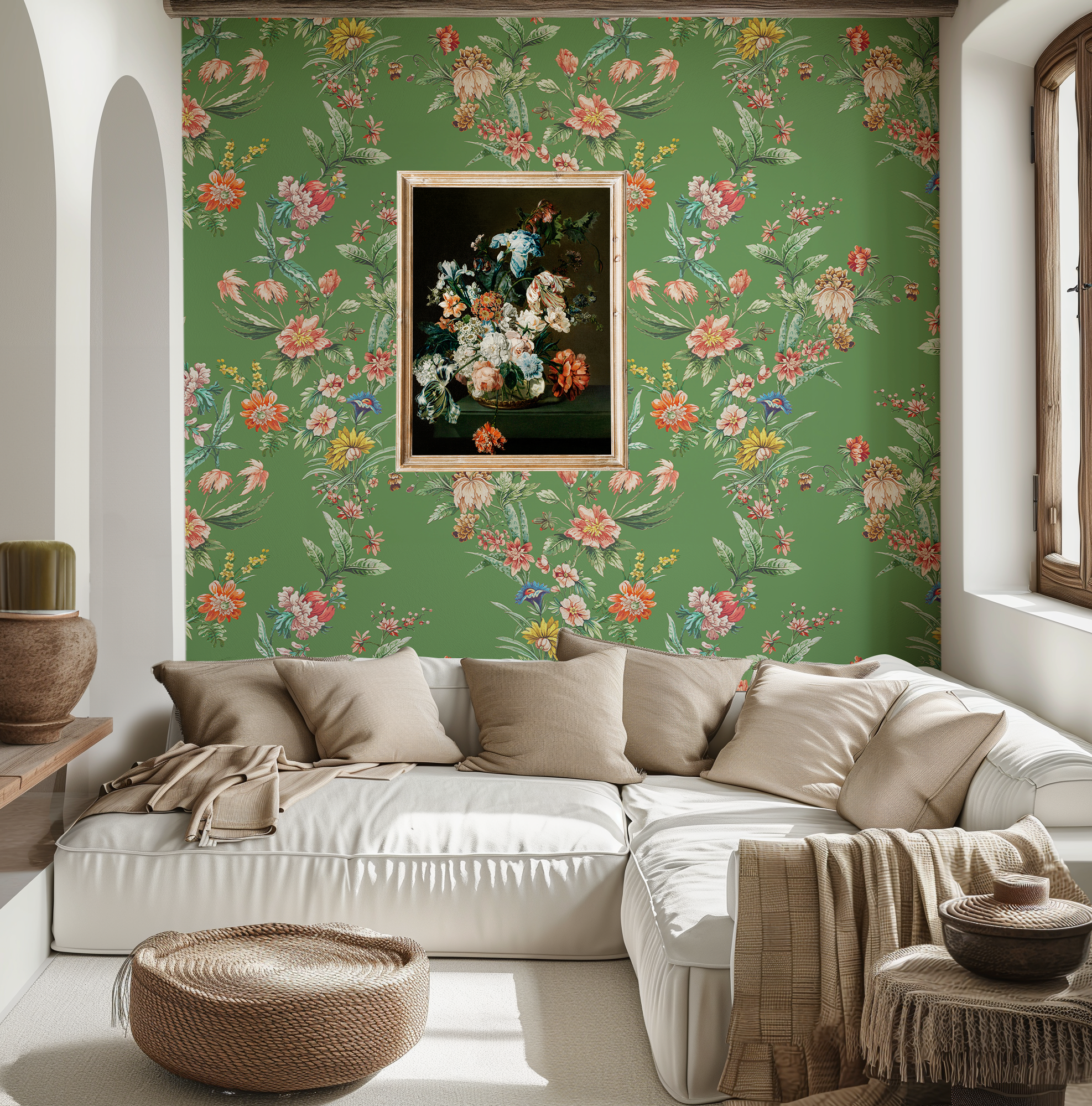 Ornamental Floral Motif Wallpaper - Green - Image 5 by RebelMod