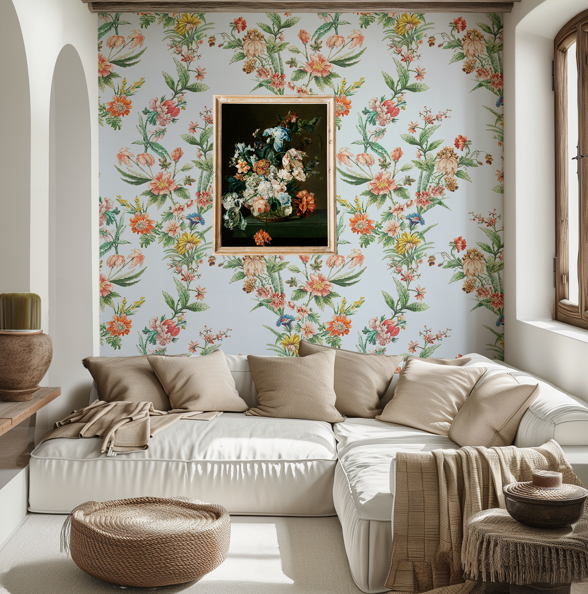 Ornamental Floral Motif Wallpaper - Blue - Image 4 by RebelMod