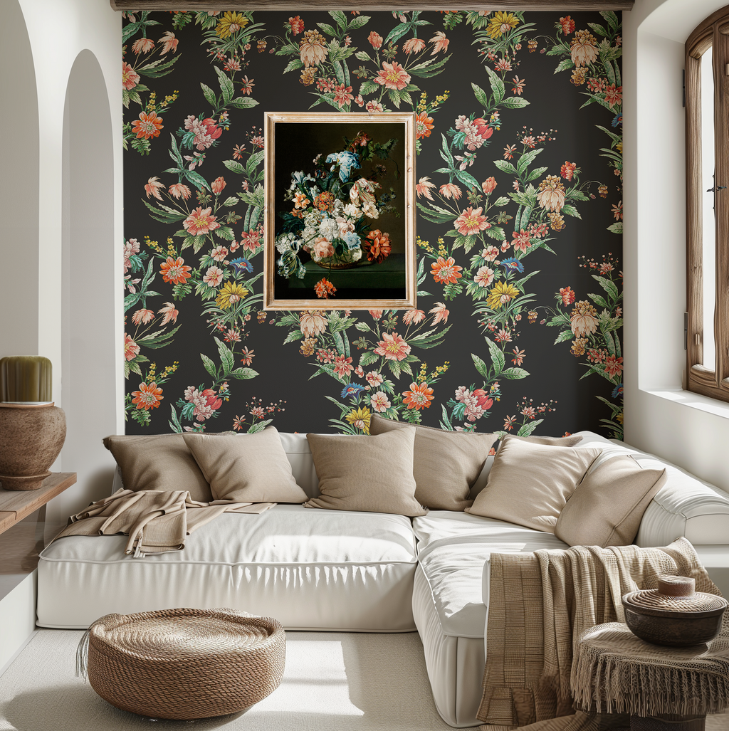 Ornamental Floral Motif Wallpaper - Charcoal - Image 4 by RebelMod