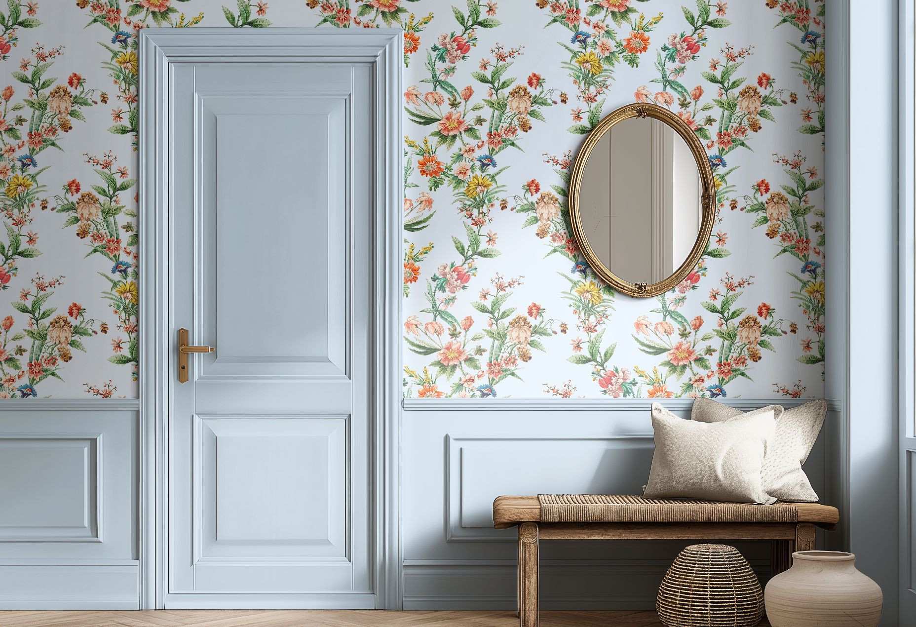 Ornamental Floral Motif Wallpaper - Blue - Image 5 by RebelMod