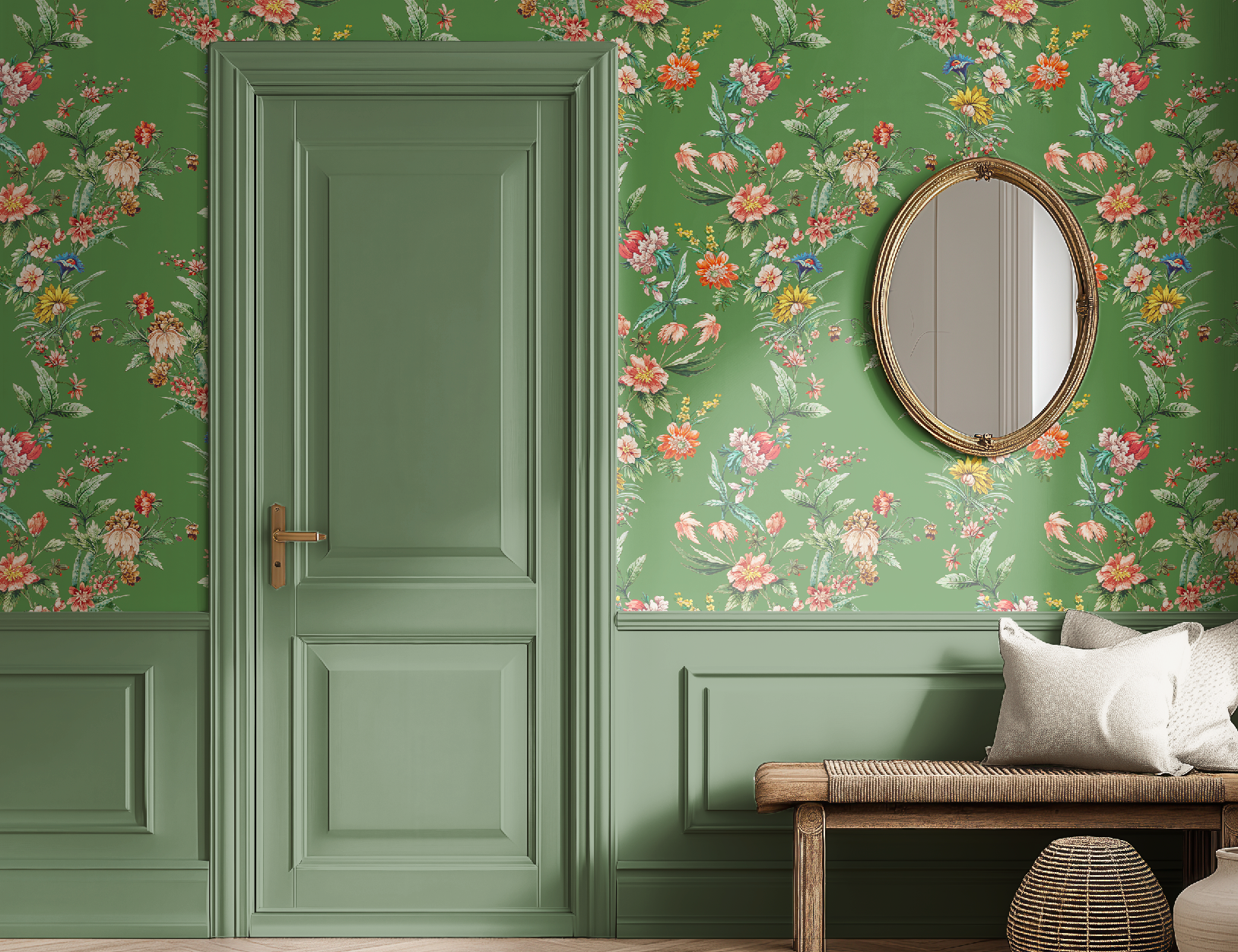 Ornamental Floral Motif Wallpaper - Green - Image 6 by RebelMod