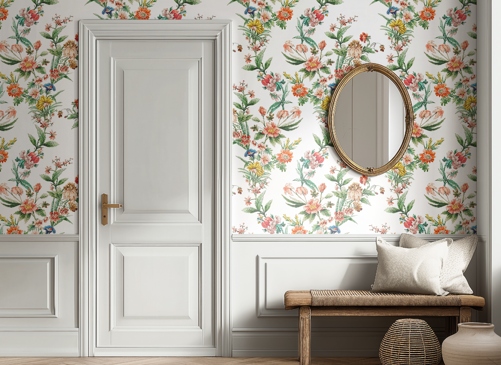 Ornamental Floral Motif Wallpaper - White - Image 5 by RebelMod