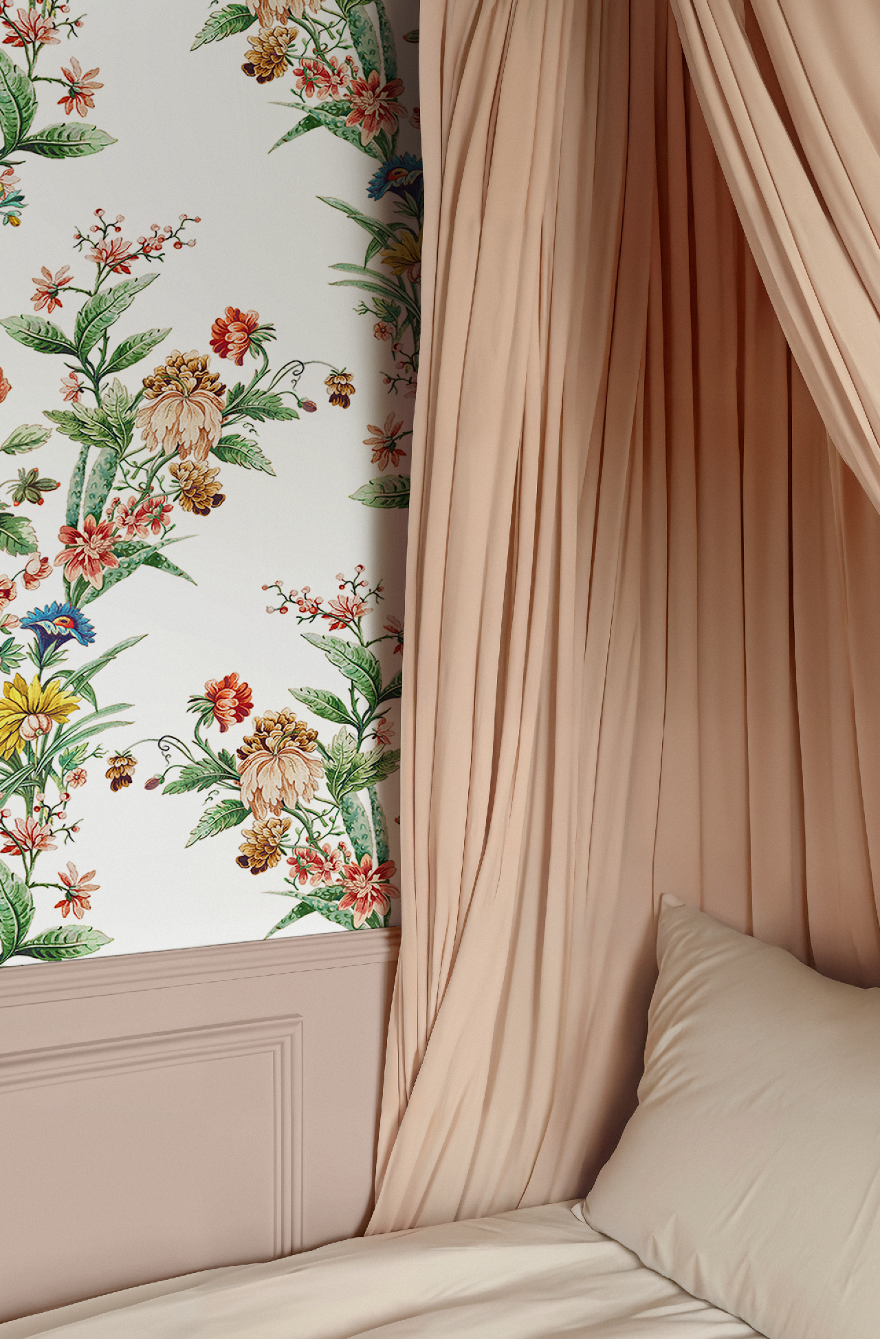 Ornamental Floral Motif Wallpaper - White - Image 6 by RebelMod