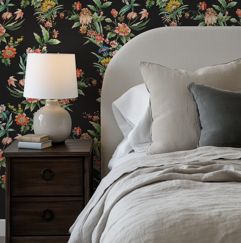 Ornamental Floral Motif Wallpaper - Charcoal - Image 6 by RebelMod
