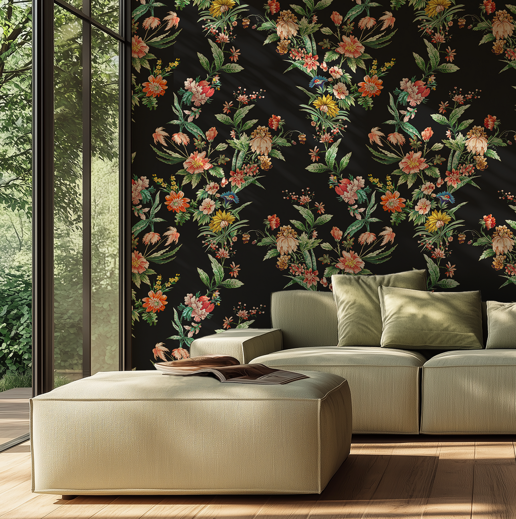 Ornamental Floral Motif Wallpaper - Charcoal - Image 7 by RebelMod