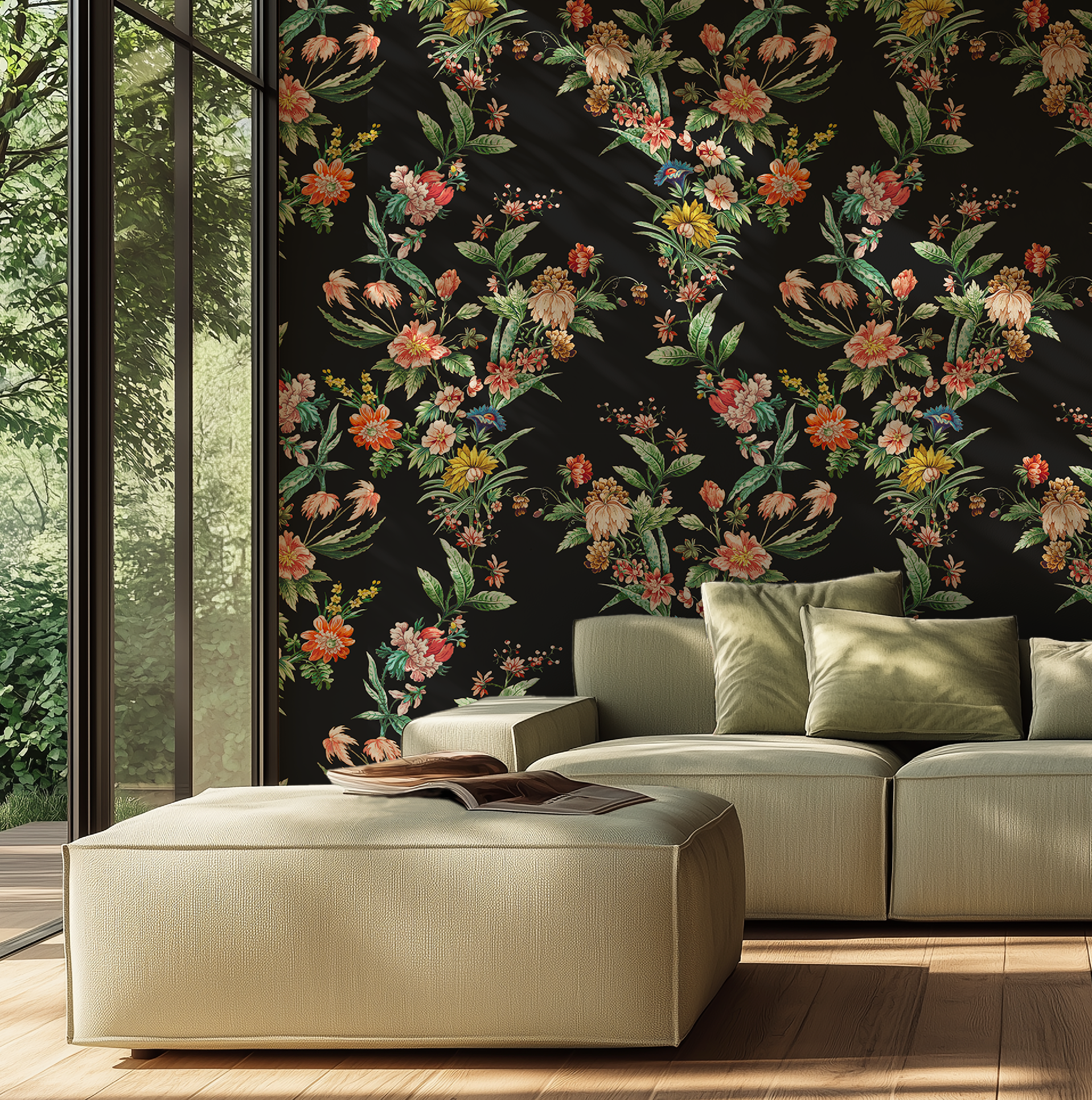 Ornamental Floral Motif Wallpaper - Charcoal - Image 7 by RebelMod