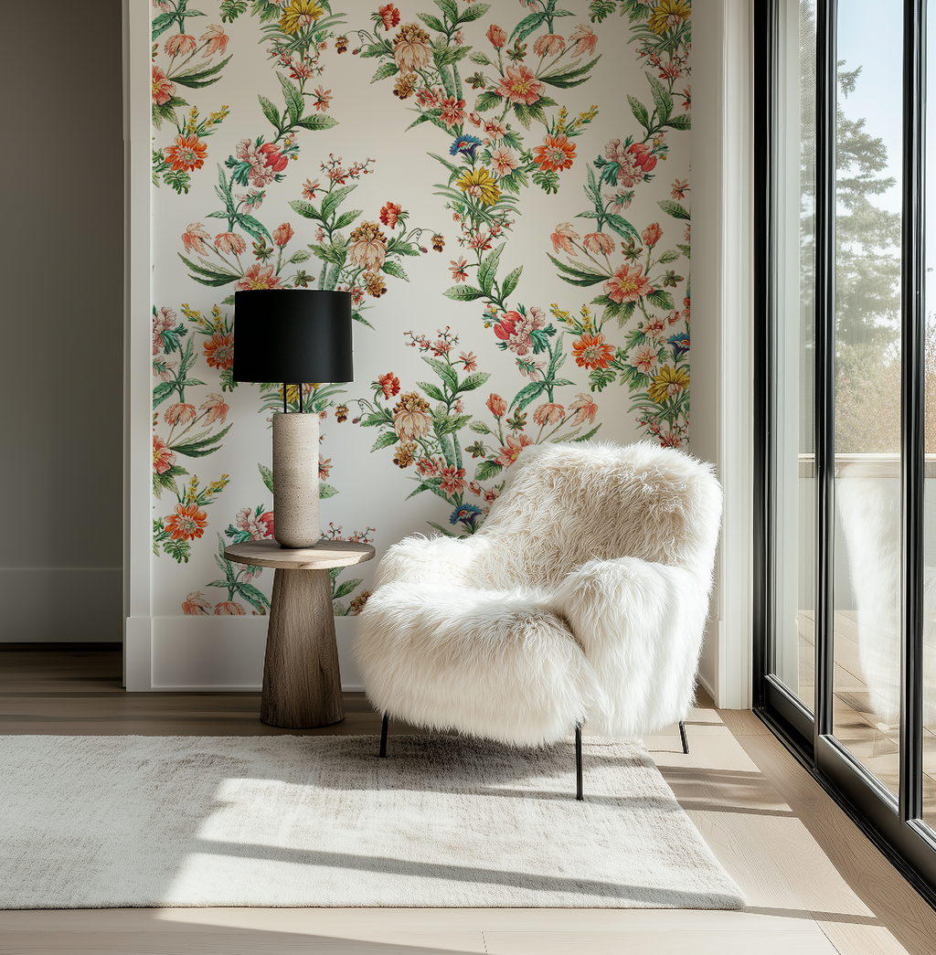 Ornamental Floral Motif Wallpaper - White - Image 10 by RebelMod