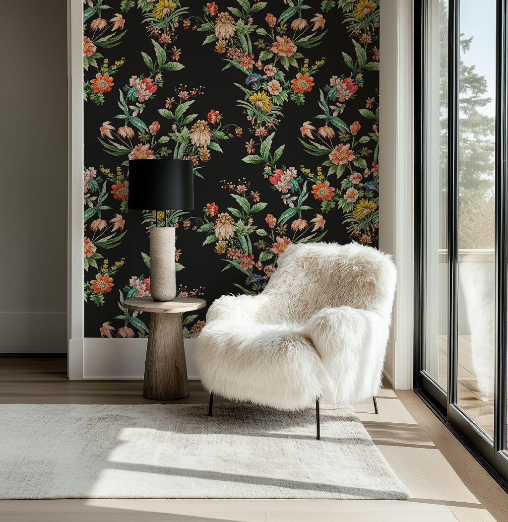 Ornamental Floral Motif Wallpaper - Charcoal - Image 8 by RebelMod