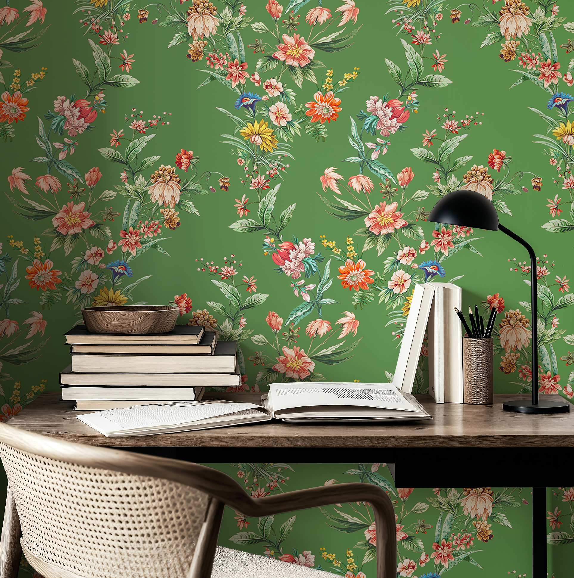 Ornamental Floral Motif Wallpaper - Green - Image 10 by RebelMod