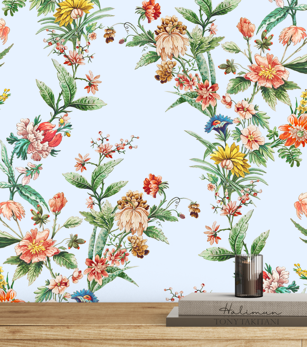 Ornamental Floral Motif Wallpaper - Blue - Image 2 by RebelMod