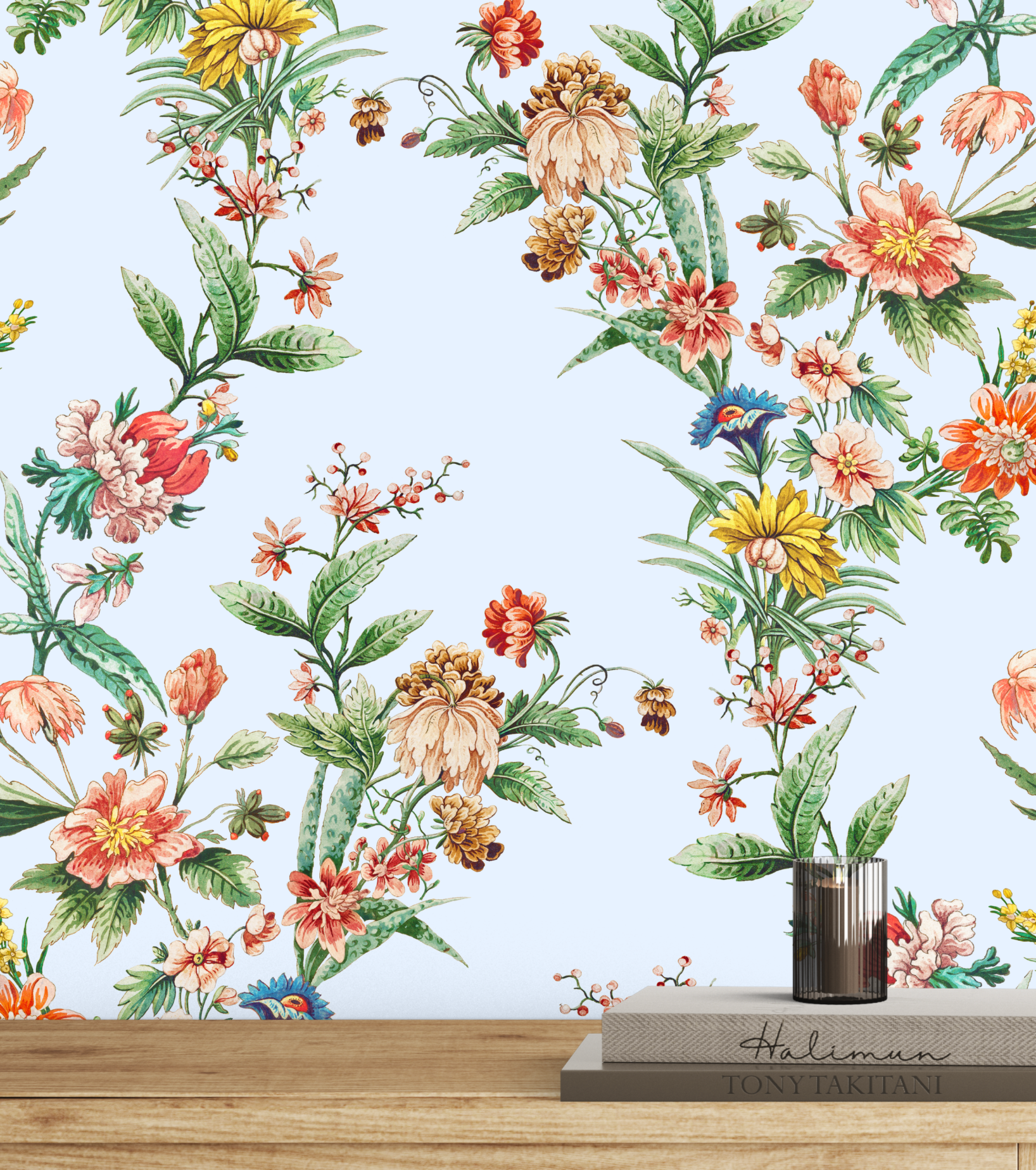 Ornamental Floral Motif Wallpaper - Blue - Image 2 by RebelMod