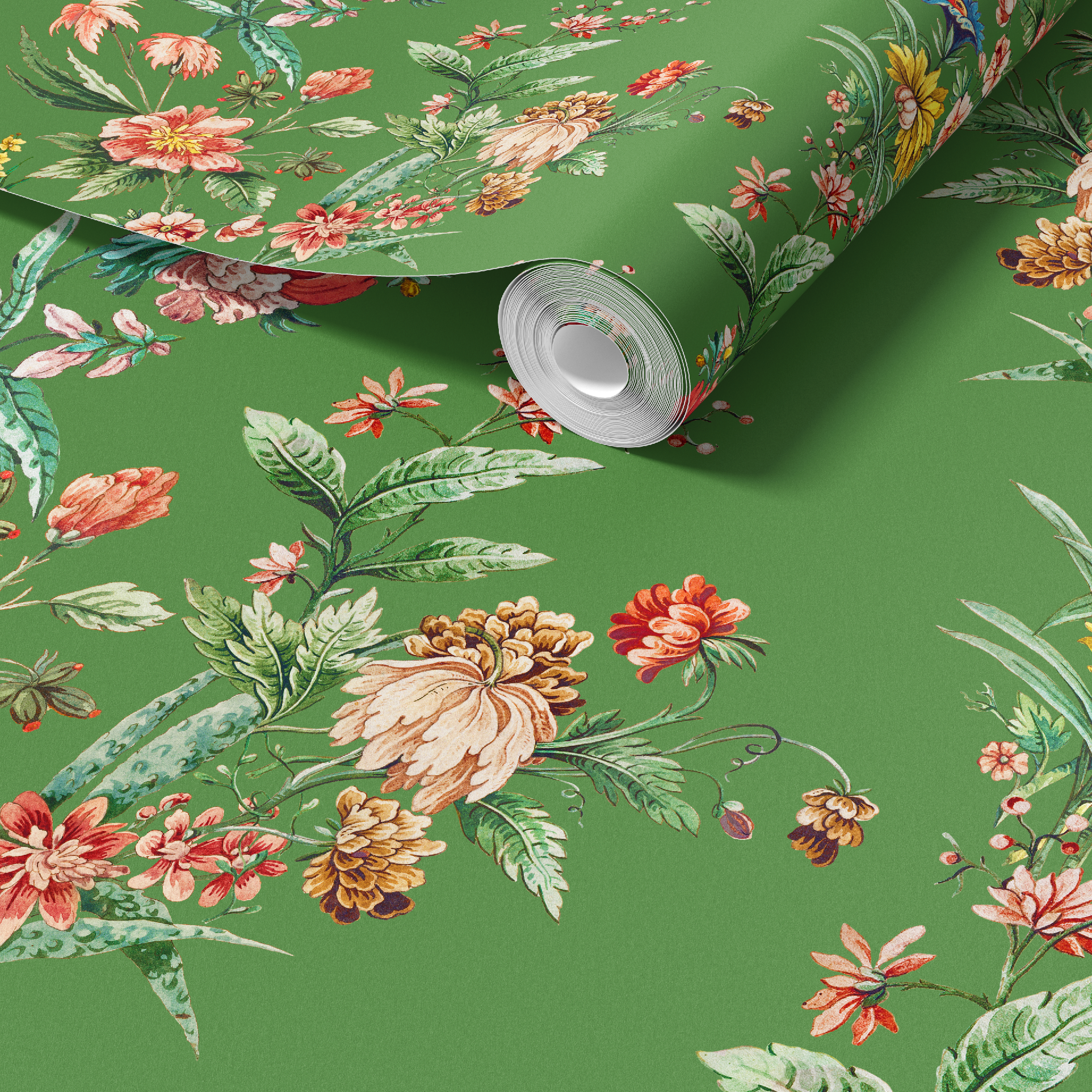 Ornamental Floral Motif Wallpaper - Green by RebelMod