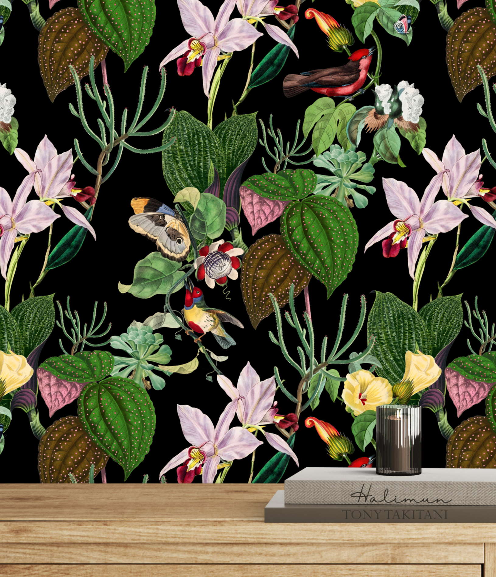 Botanical Birds Wildlife Wallpaper - Black - Image 7 by RebelMod