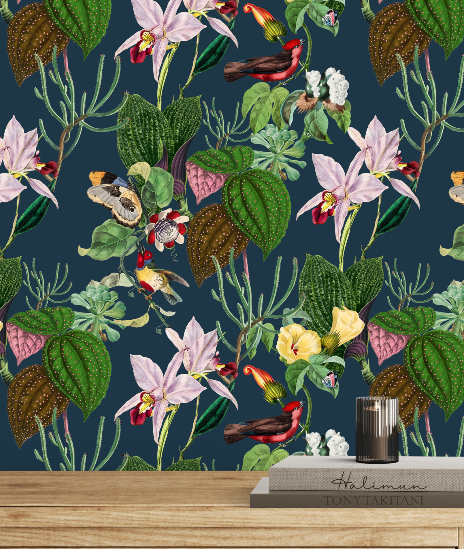 Botanical Birds Wildlife Wallpaper - Navy - Image 7 by RebelMod