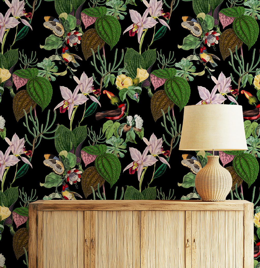 Botanical Birds Wildlife Wallpaper - Black - Image 8 by RebelMod