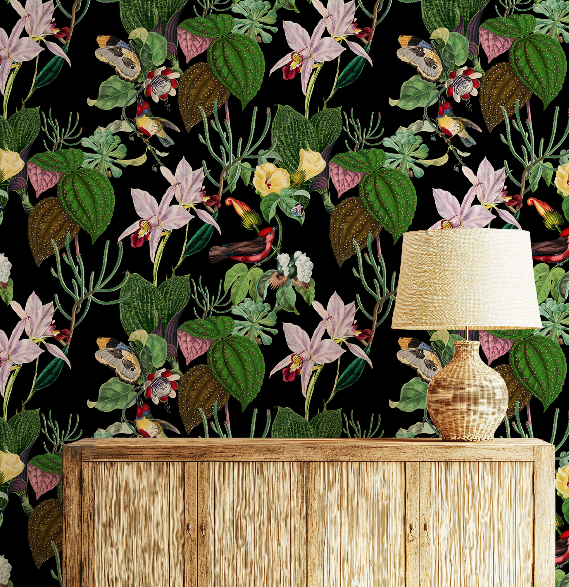 Botanical Birds Wildlife Wallpaper - Black - Image 8 by RebelMod