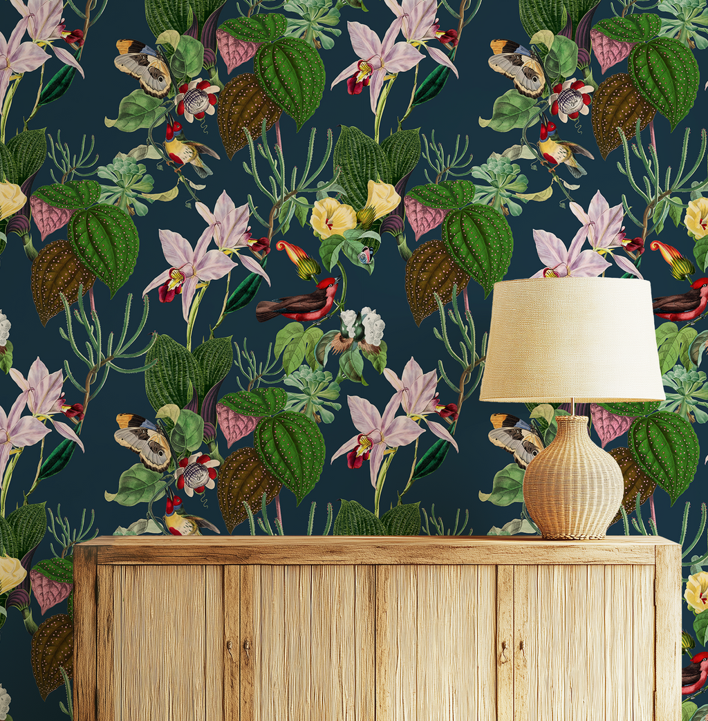 Botanical Birds Wildlife Wallpaper - Navy - Image 8 by RebelMod
