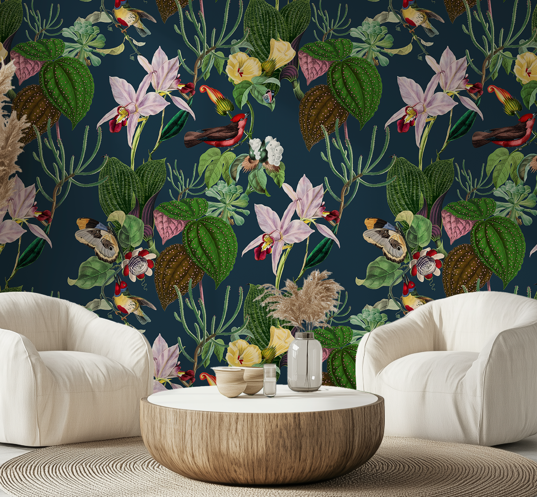 Botanical Birds Wildlife Wallpaper - Navy - Image 10 by RebelMod