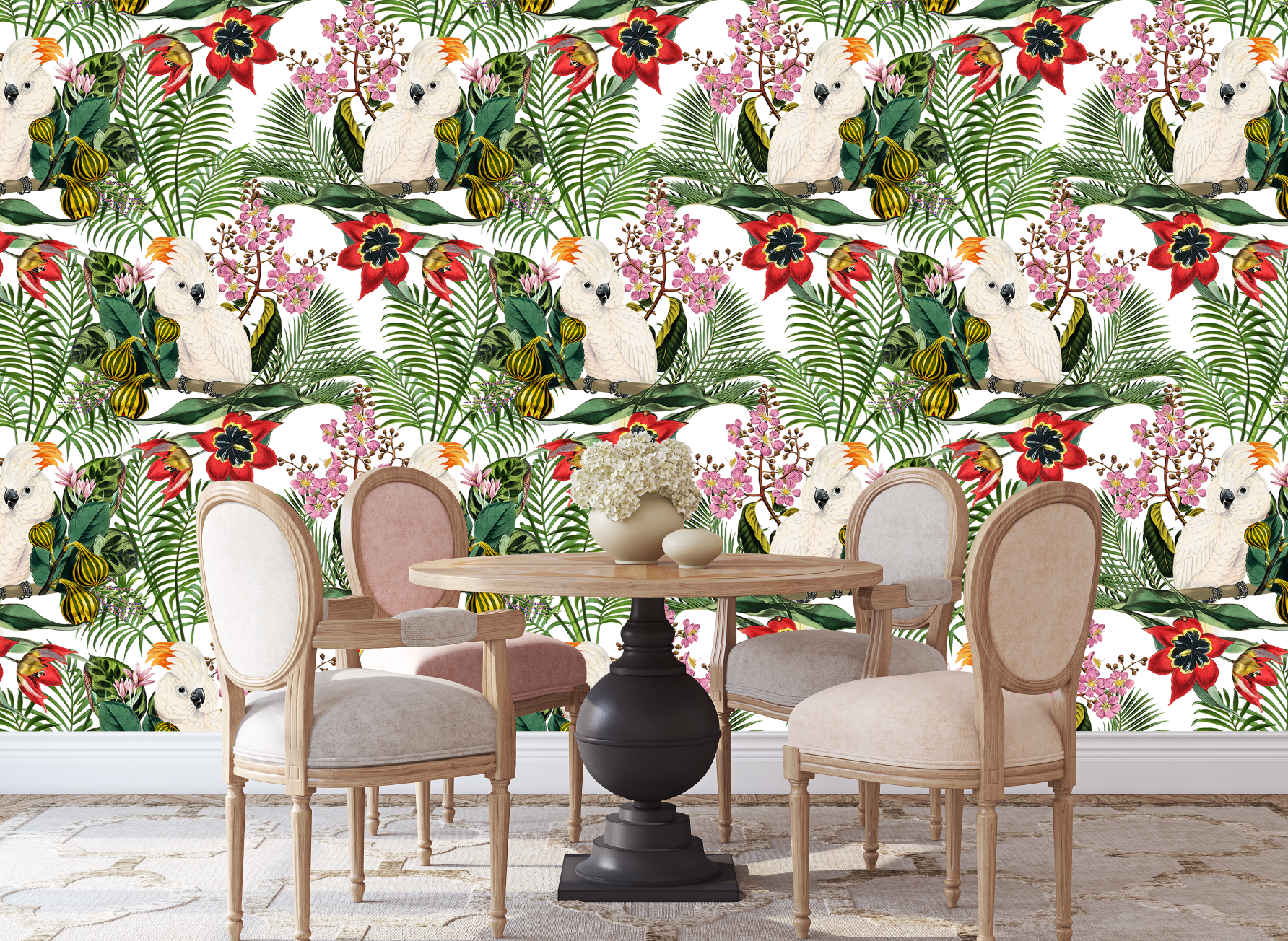 Botanical Tropical Wildlife Wallpaper