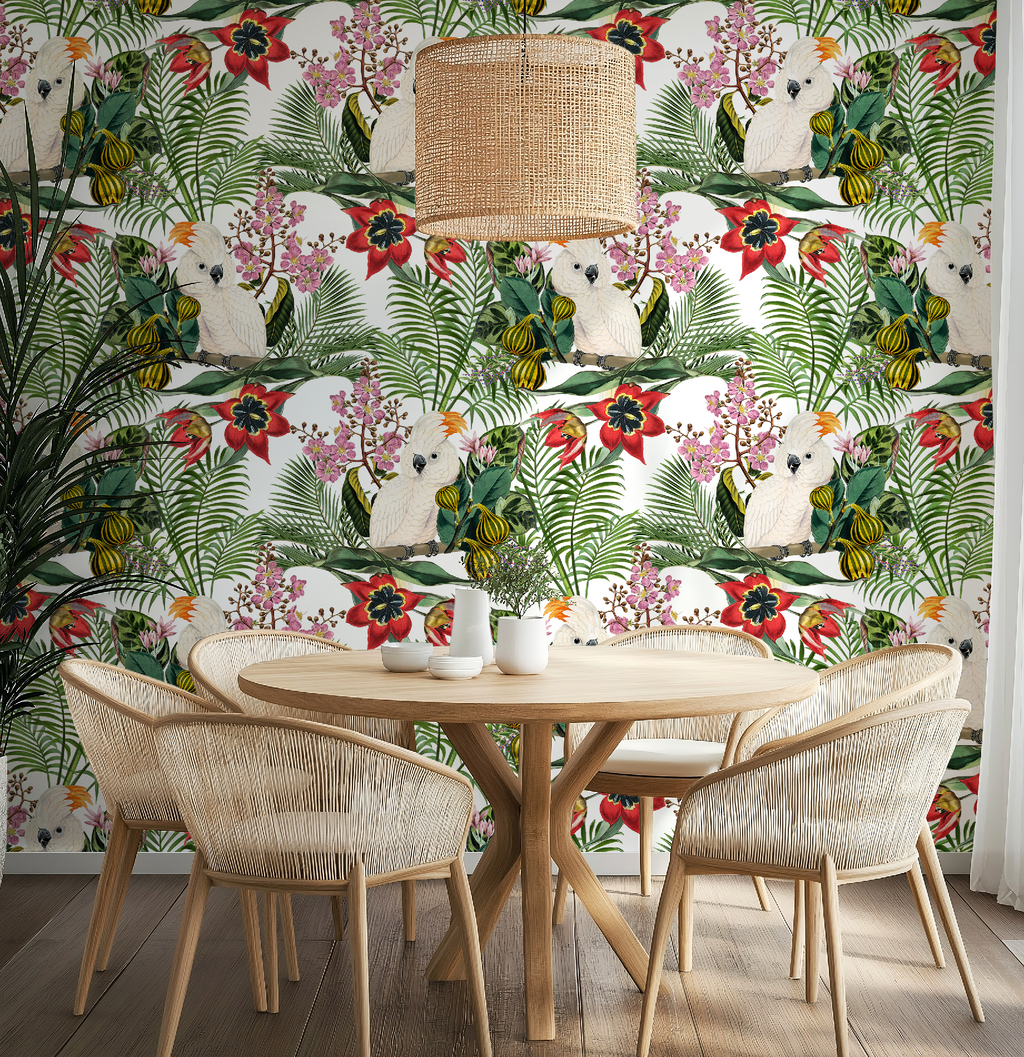 Botanical Tropical Wildlife Wallpaper