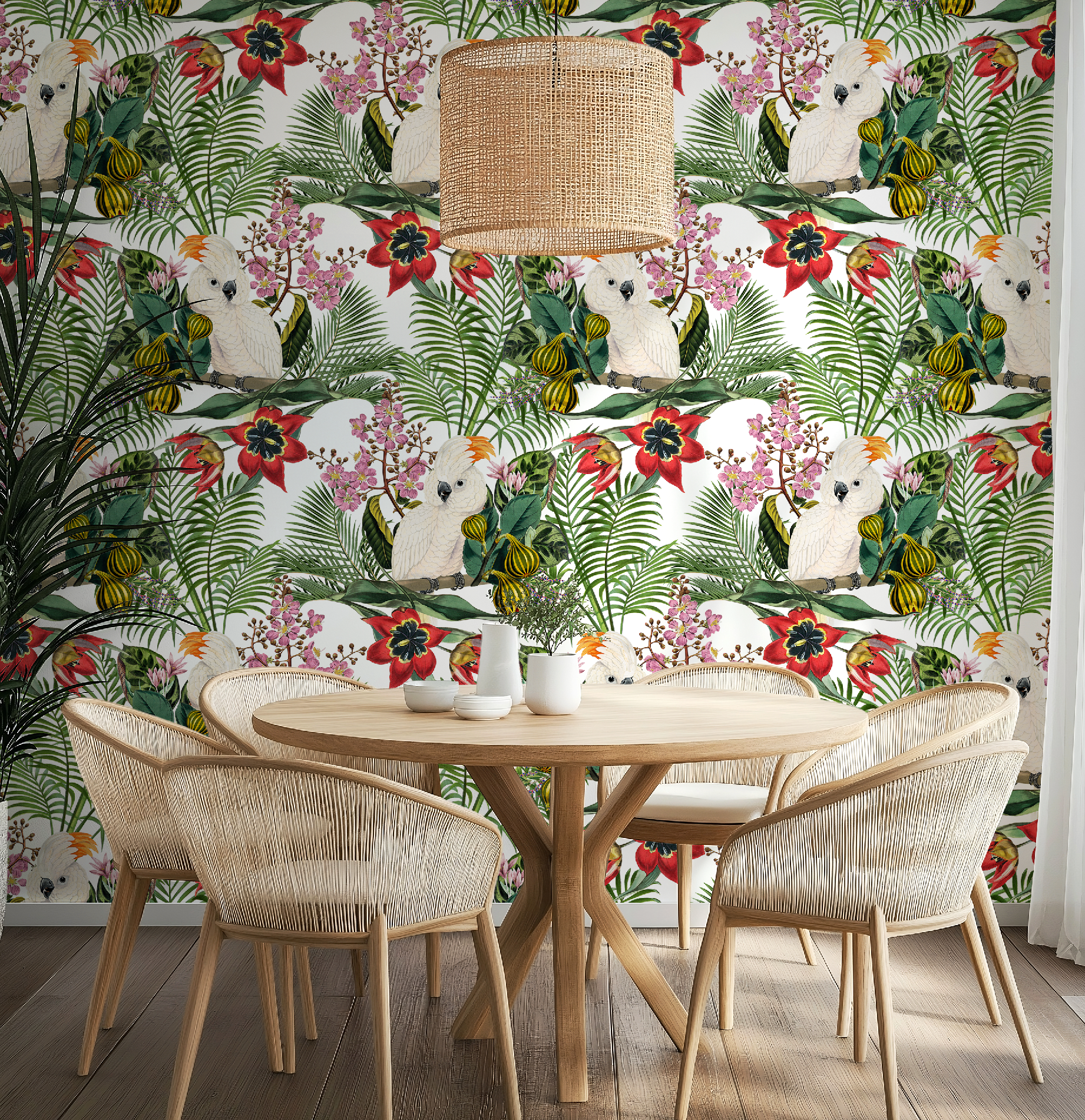 Botanical Tropical Wildlife Wallpaper