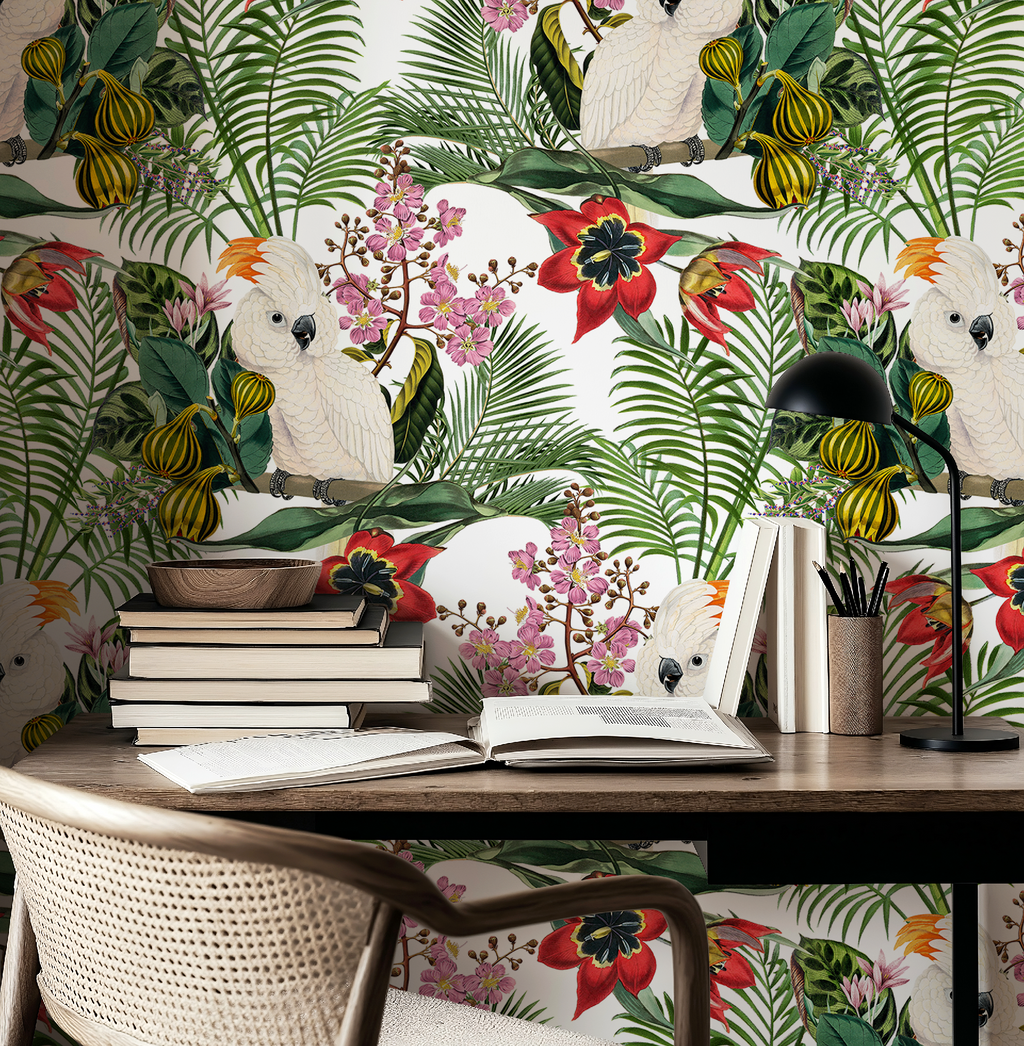 Botanical Tropical Wildlife Wallpaper