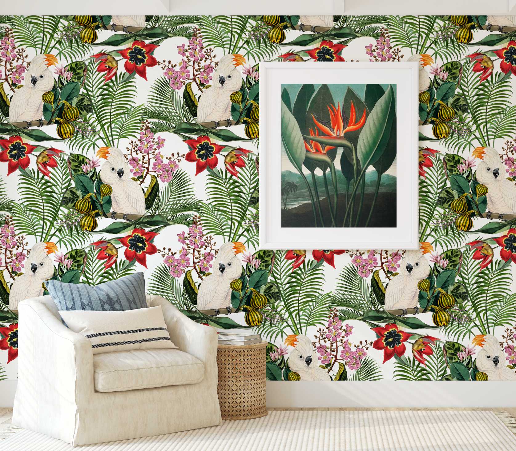 Botanical Tropical Wildlife Wallpaper