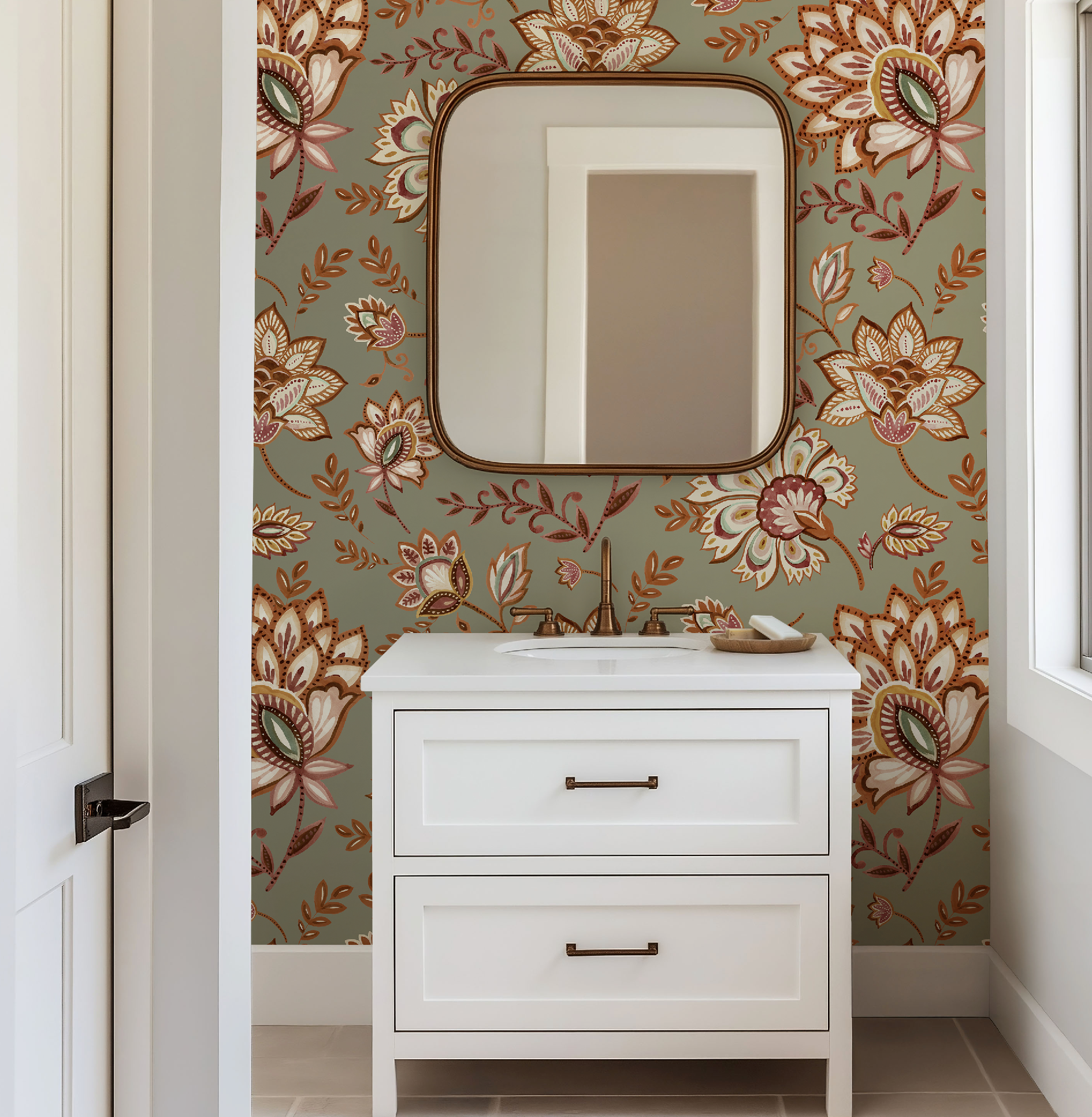 Bohemian Whimsy / Tan Wallpaper