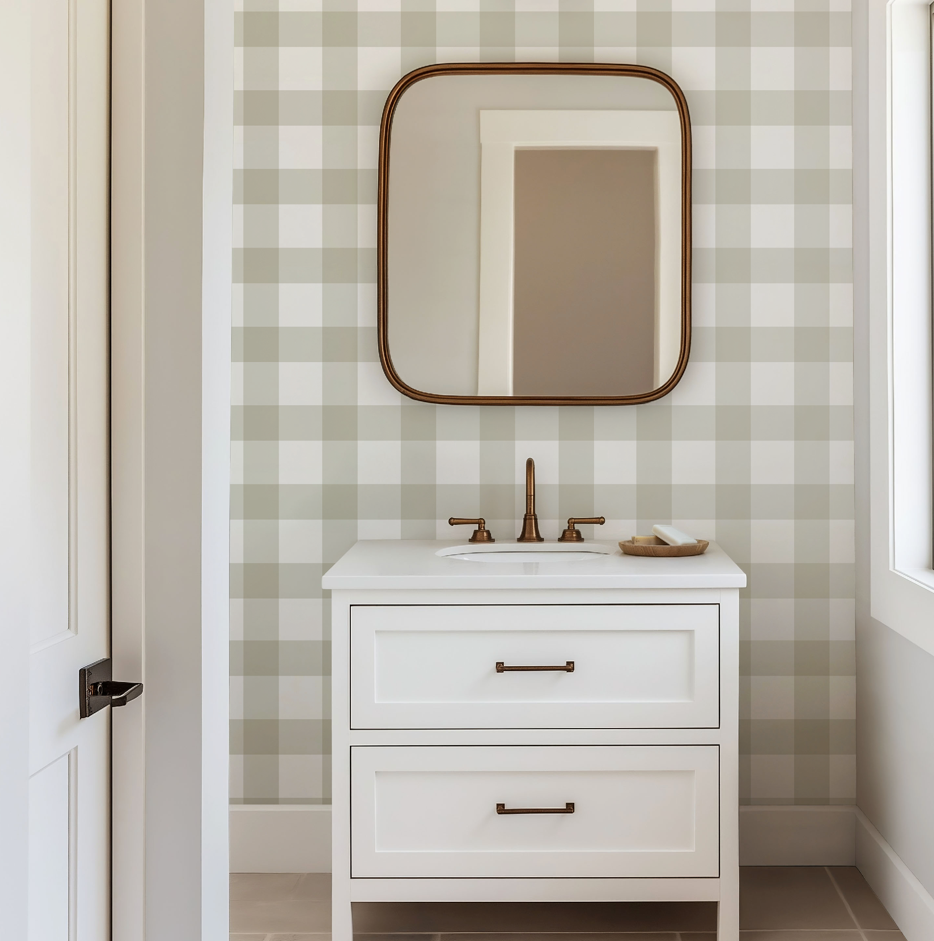 Ivory Plaid Gingham Wallpaper - Image 3 by RebelMod
