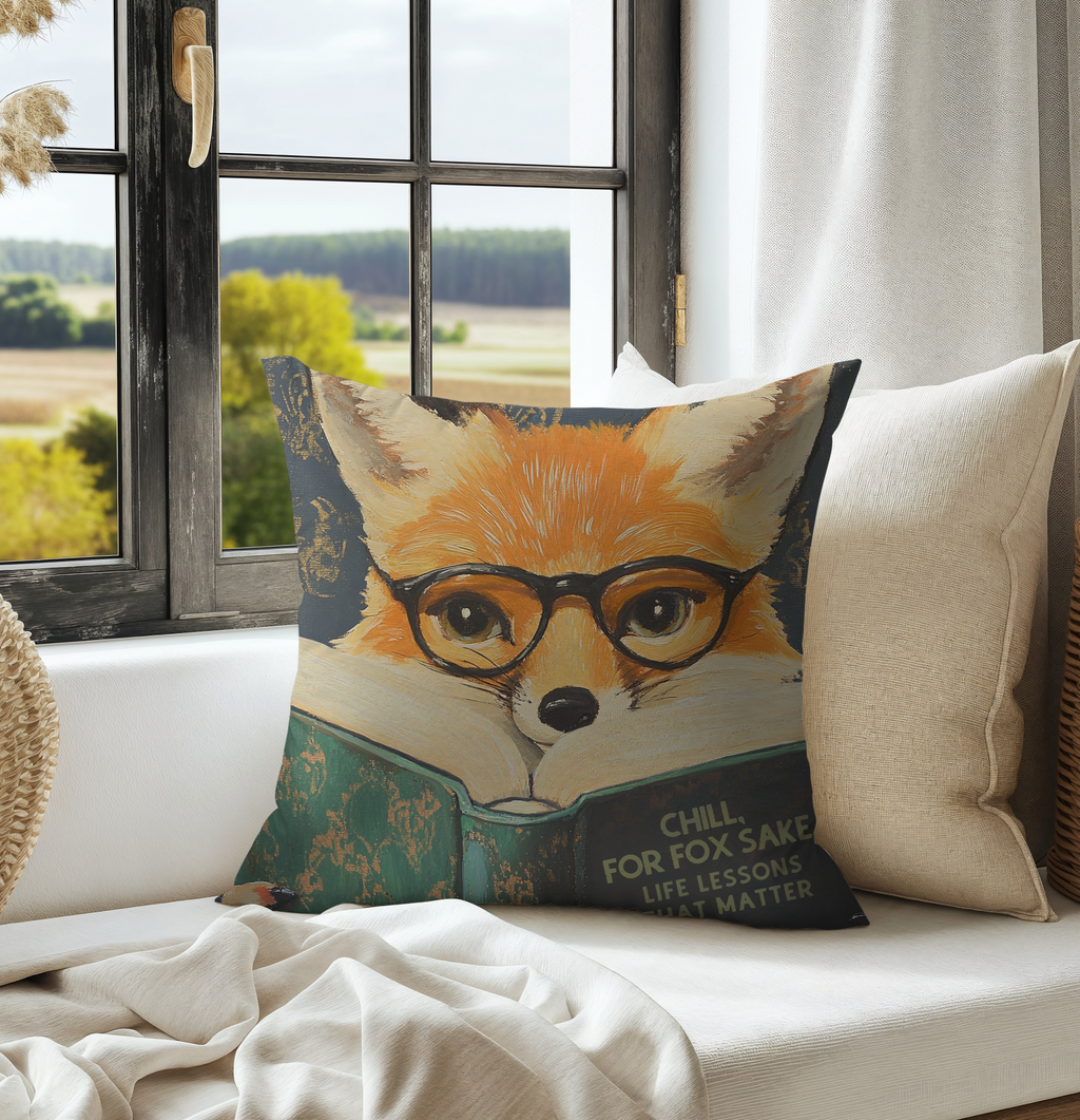 18x18 Chill for Fox Sake Throw Pillow with Insert - Motivational Cushion for Literary Animal Lovers - Image 5 by RebelMod