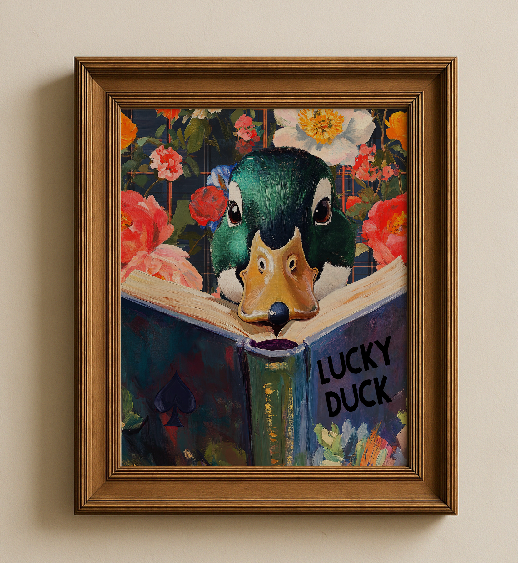 Mallard Duck Lucky Duck Art Print Whimsical Home Wall Decor by RebelMod