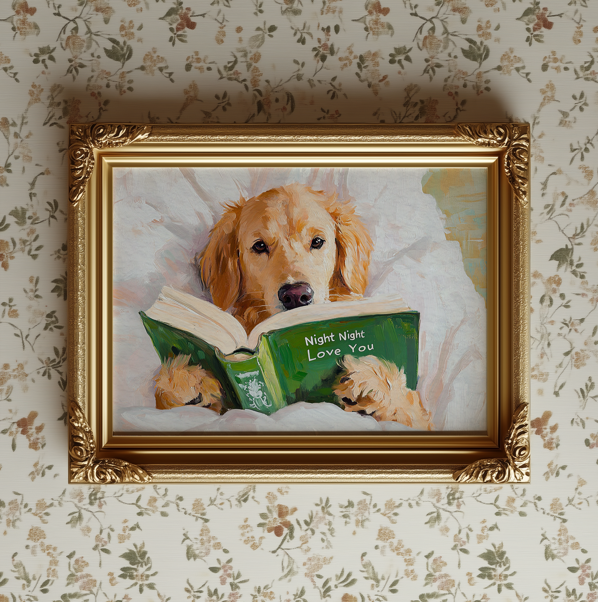 Night Night Love You Dog Reading Art Print Cute Wall Decor - Image 2 by RebelMod