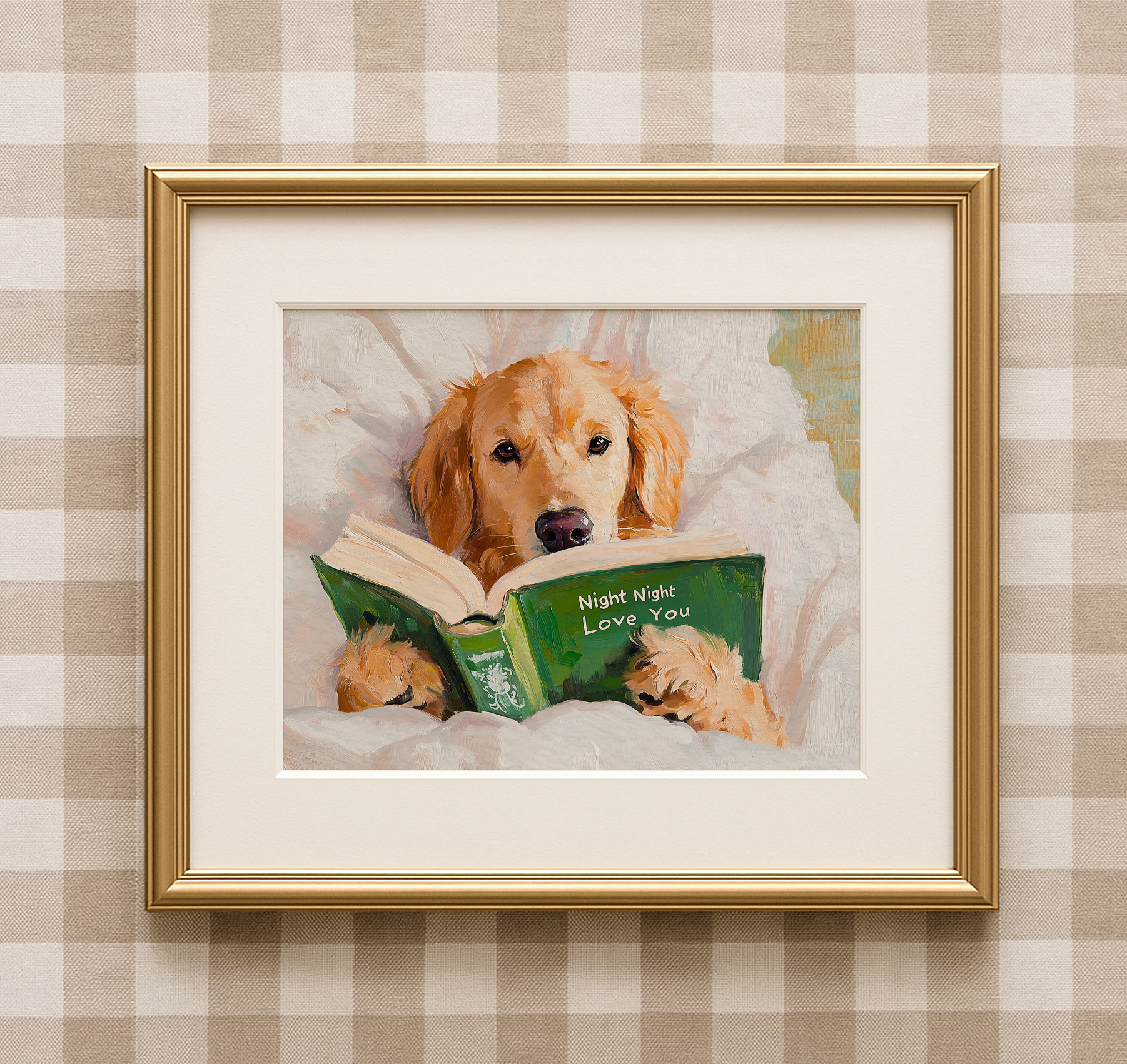 Night Night Love You Dog Reading Art Print Cute Wall Decor - Image 3 by RebelMod