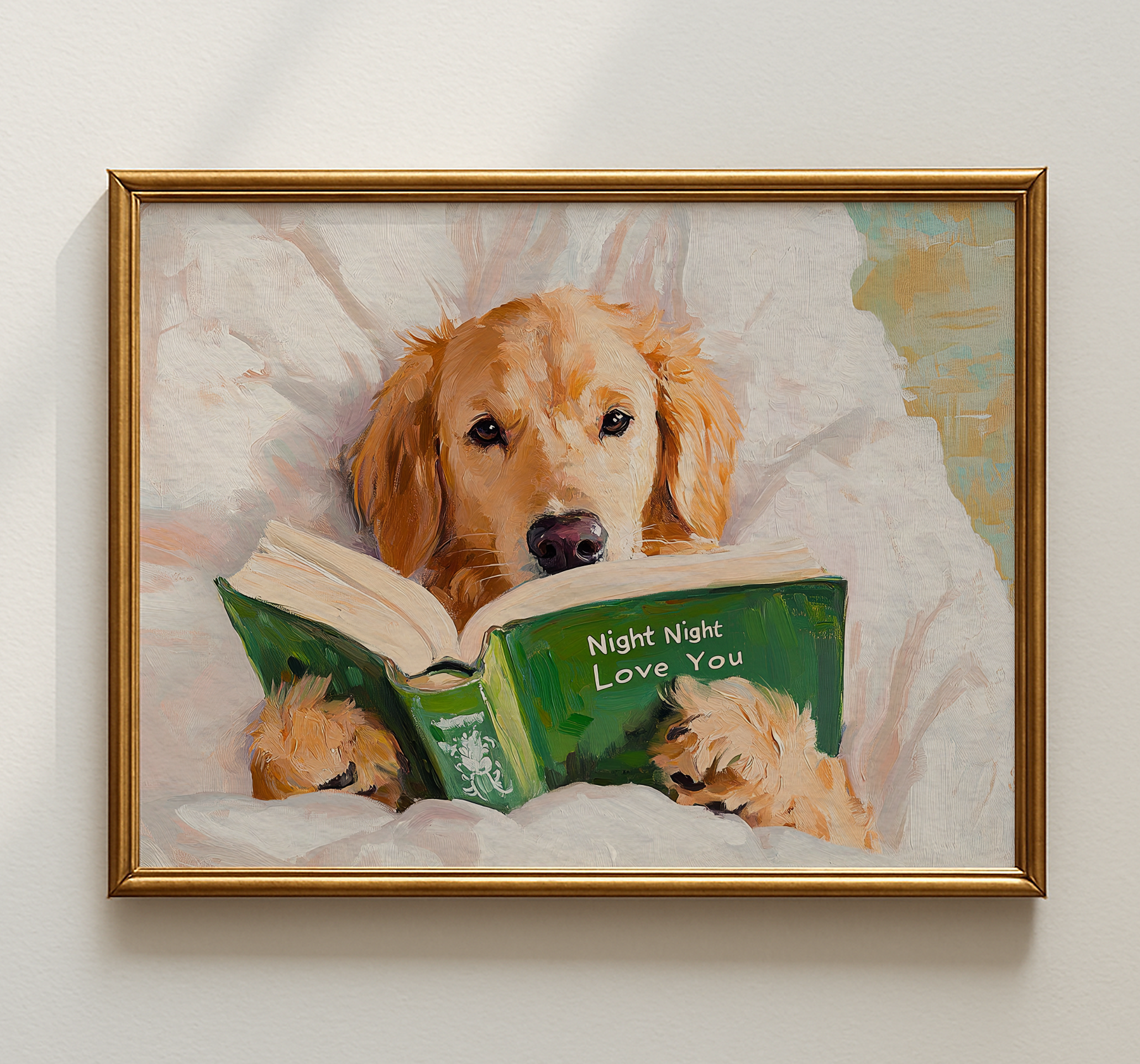 Night Night Love You Dog Reading Art Print Cute Wall Decor - Image 4 by RebelMod