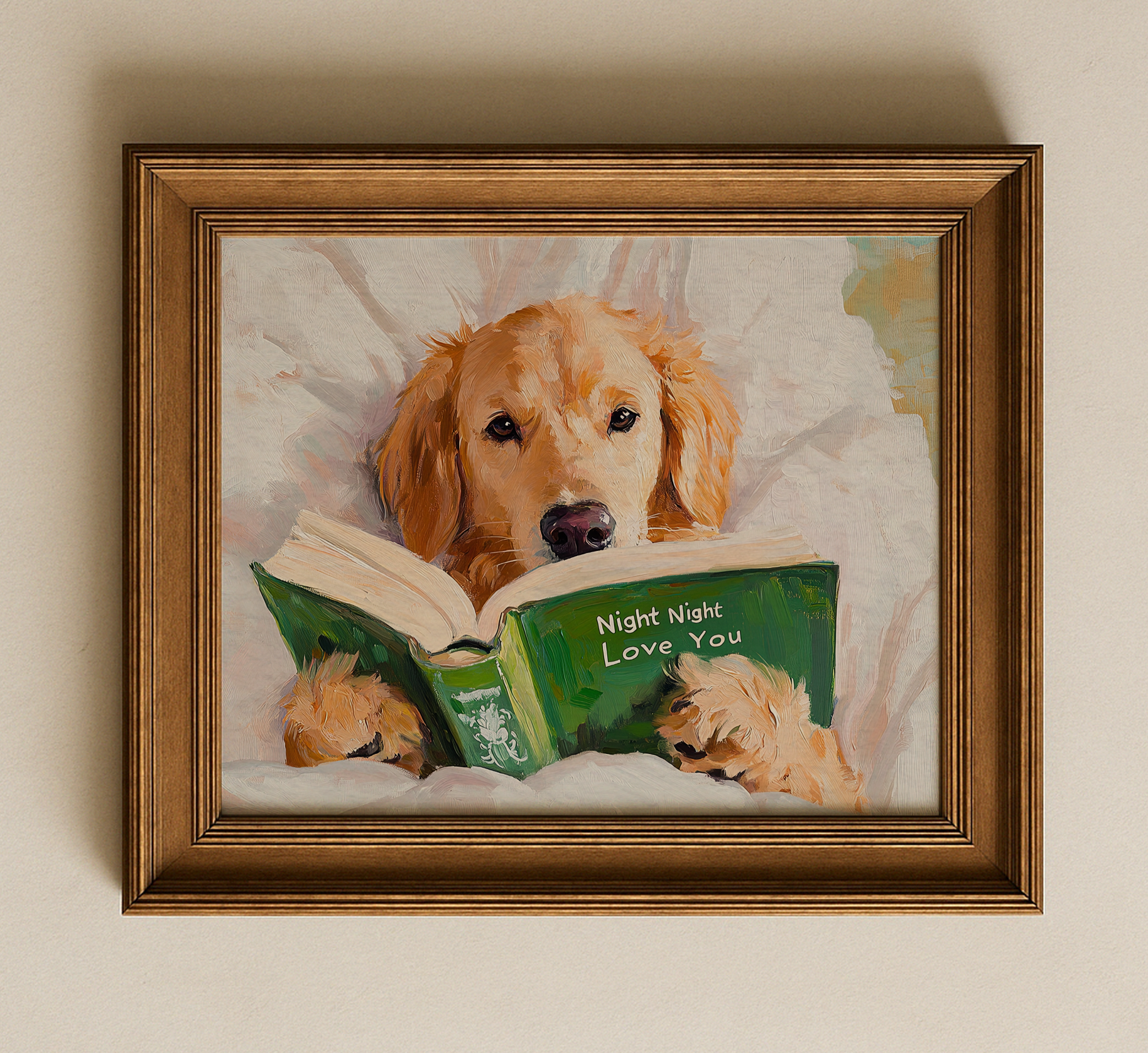 Night Night Love You Dog Reading Art Print Cute Wall Decor - Image 5 by RebelMod