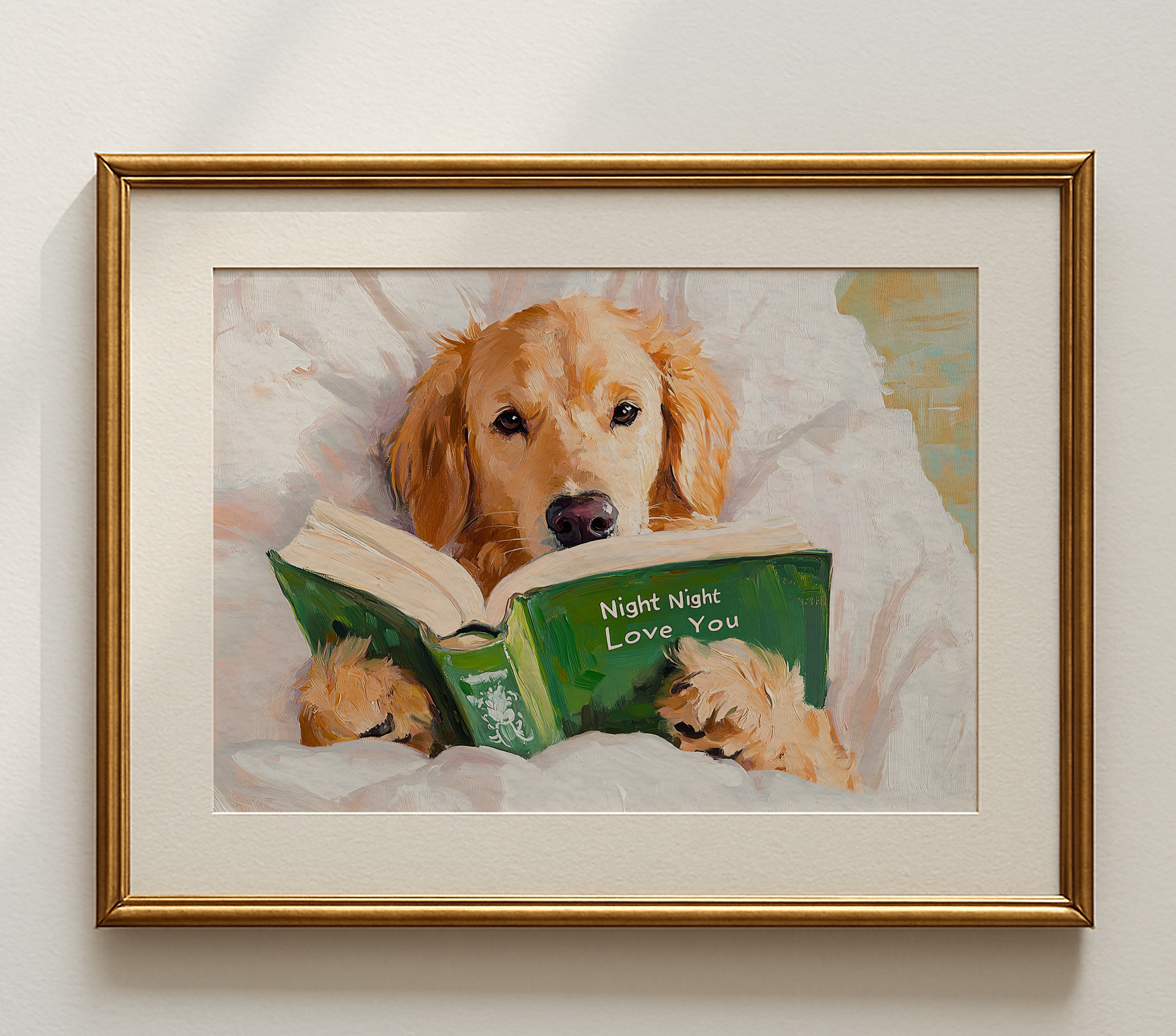 Night Night Love You Dog Reading Art Print Cute Wall Decor - Image 6 by RebelMod