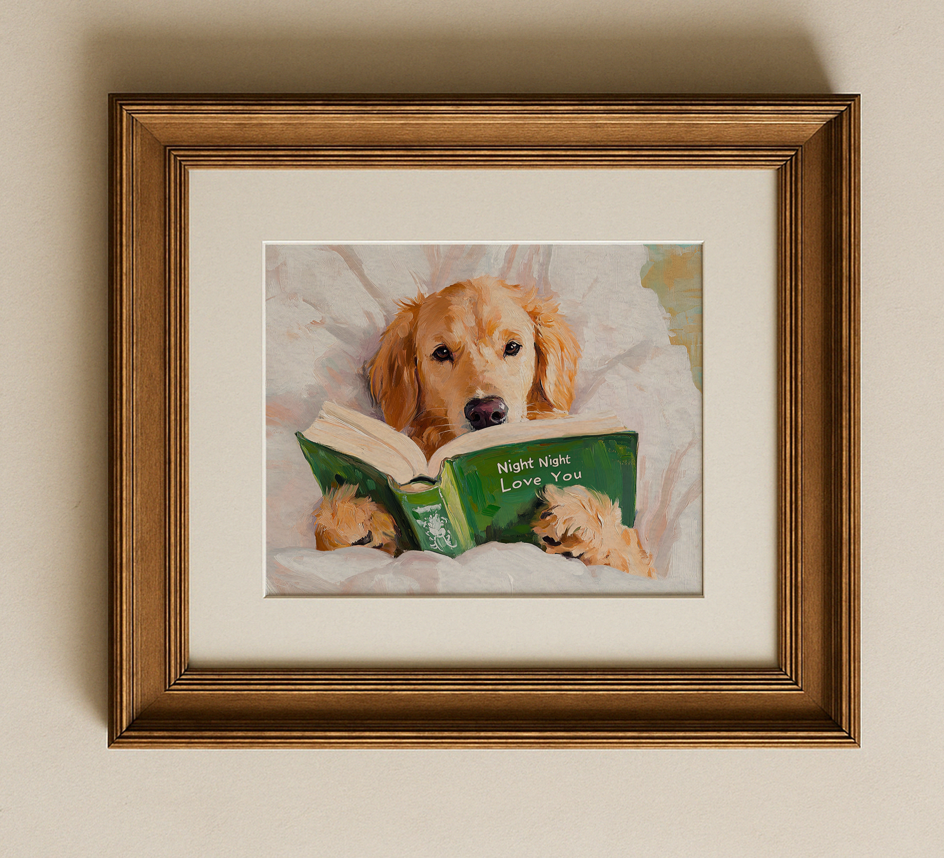 Night Night Love You Dog Reading Art Print Cute Wall Decor - Image 7 by RebelMod