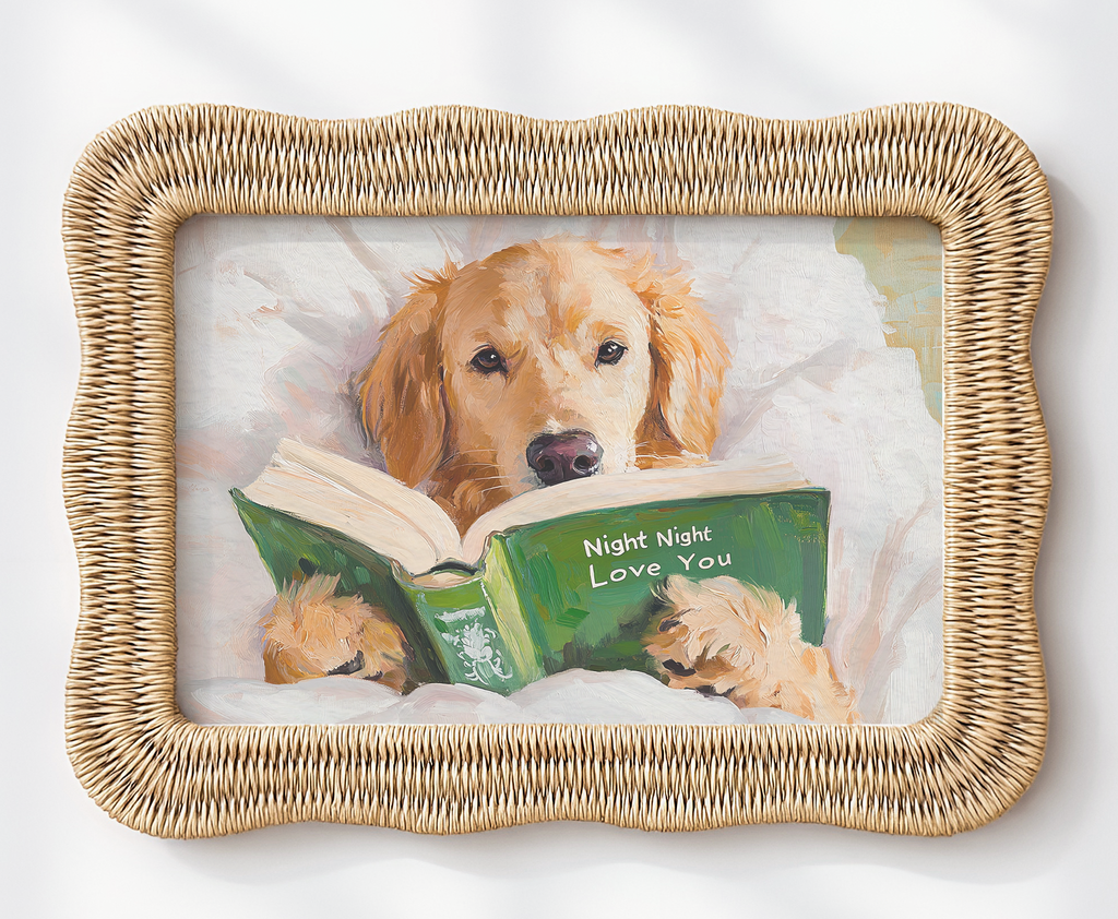 Night Night Love You Dog Reading Art Print Cute Wall Decor - Image 8 by RebelMod