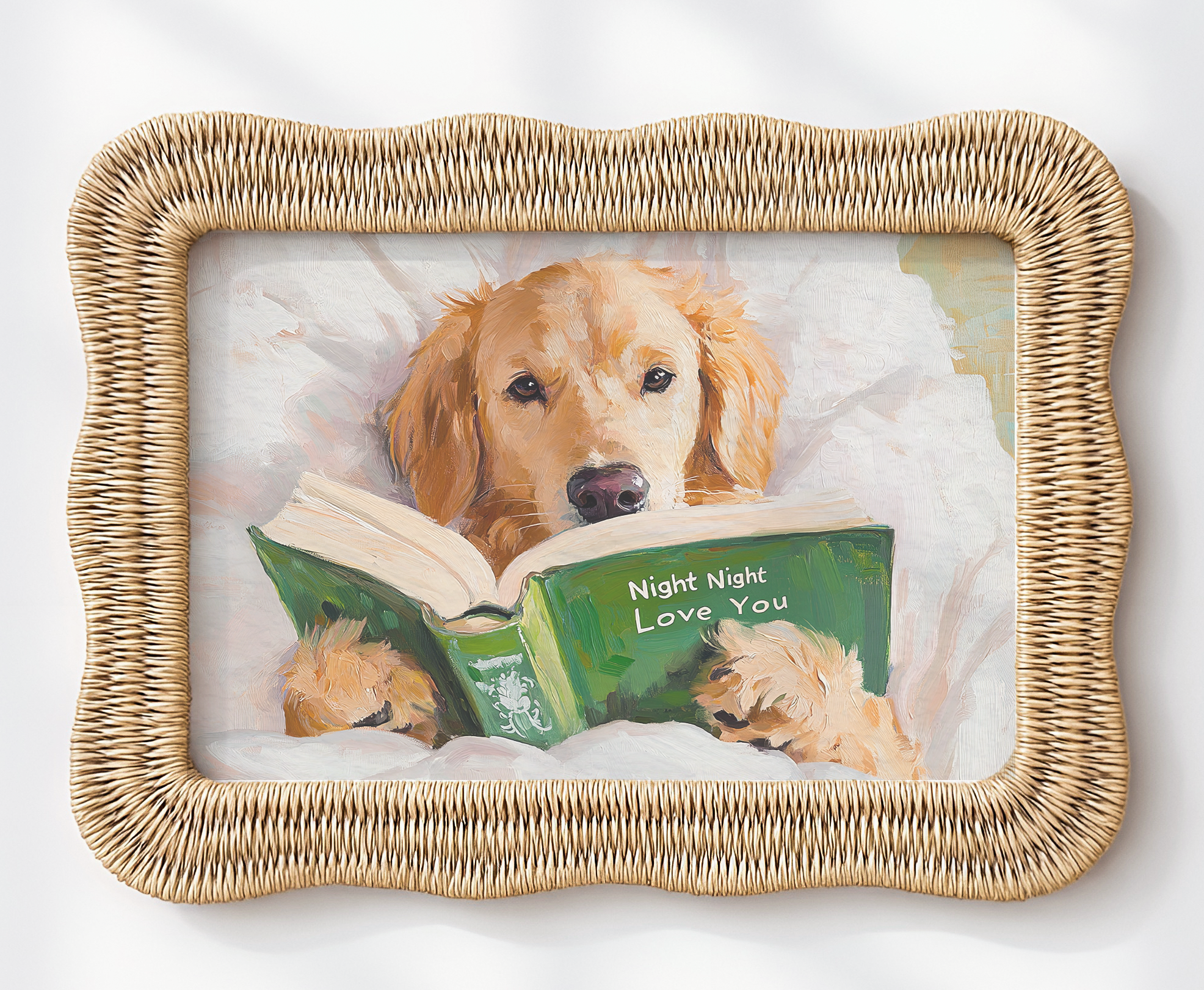 Night Night Love You Dog Reading Art Print Cute Wall Decor - Image 8 by RebelMod