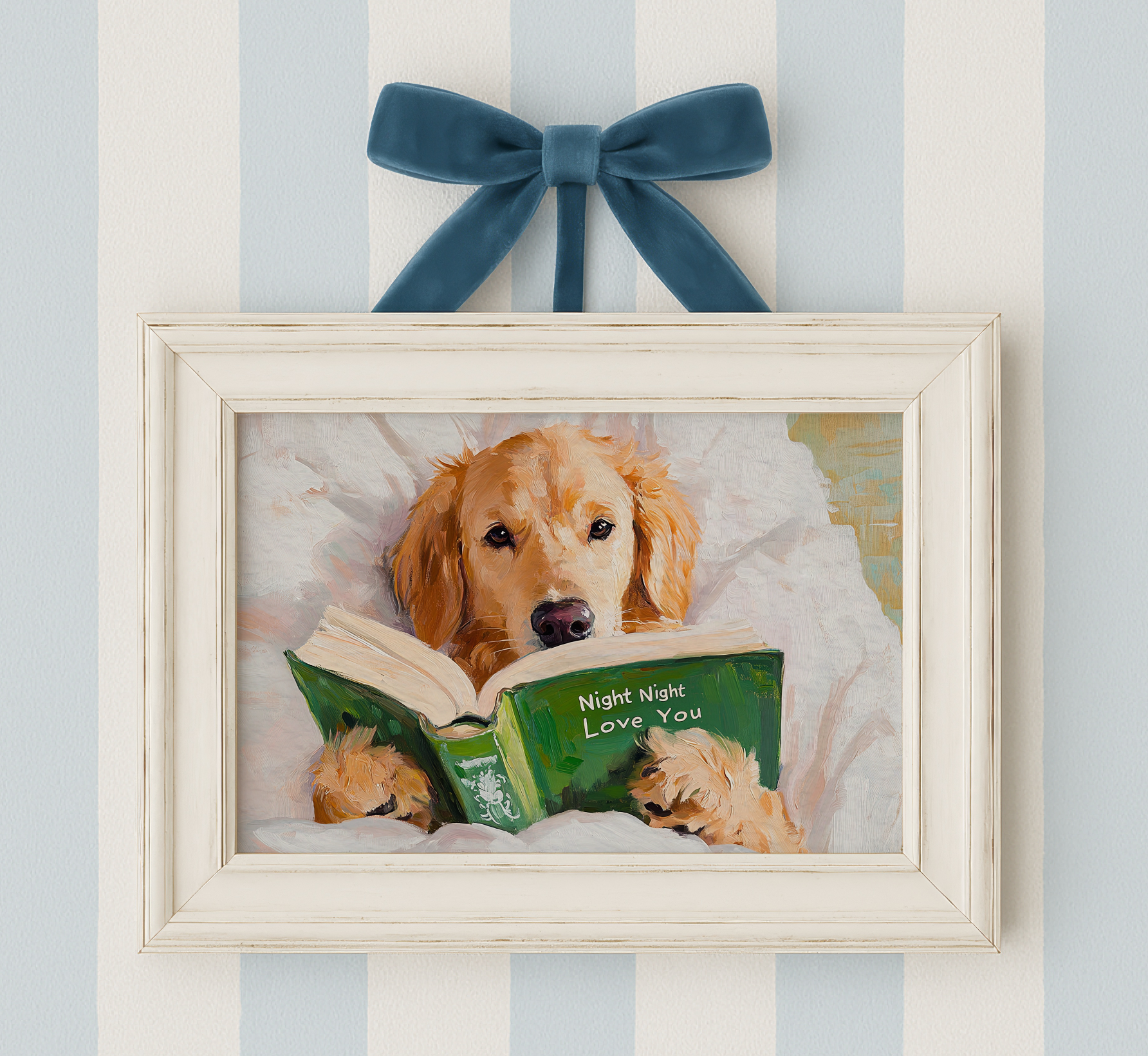 Night Night Love You Dog Reading Art Print Cute Wall Decor - Image 10 by RebelMod
