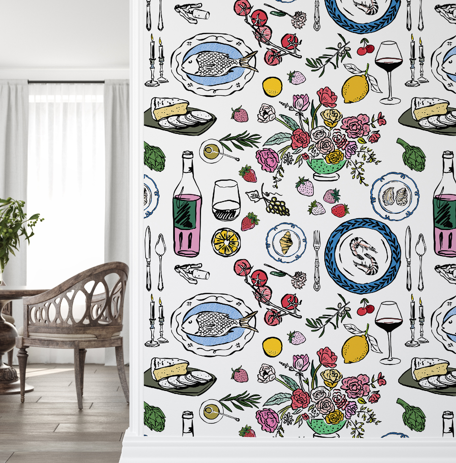 Sunday Dinner Tablescape Wallpaper by RebelMod