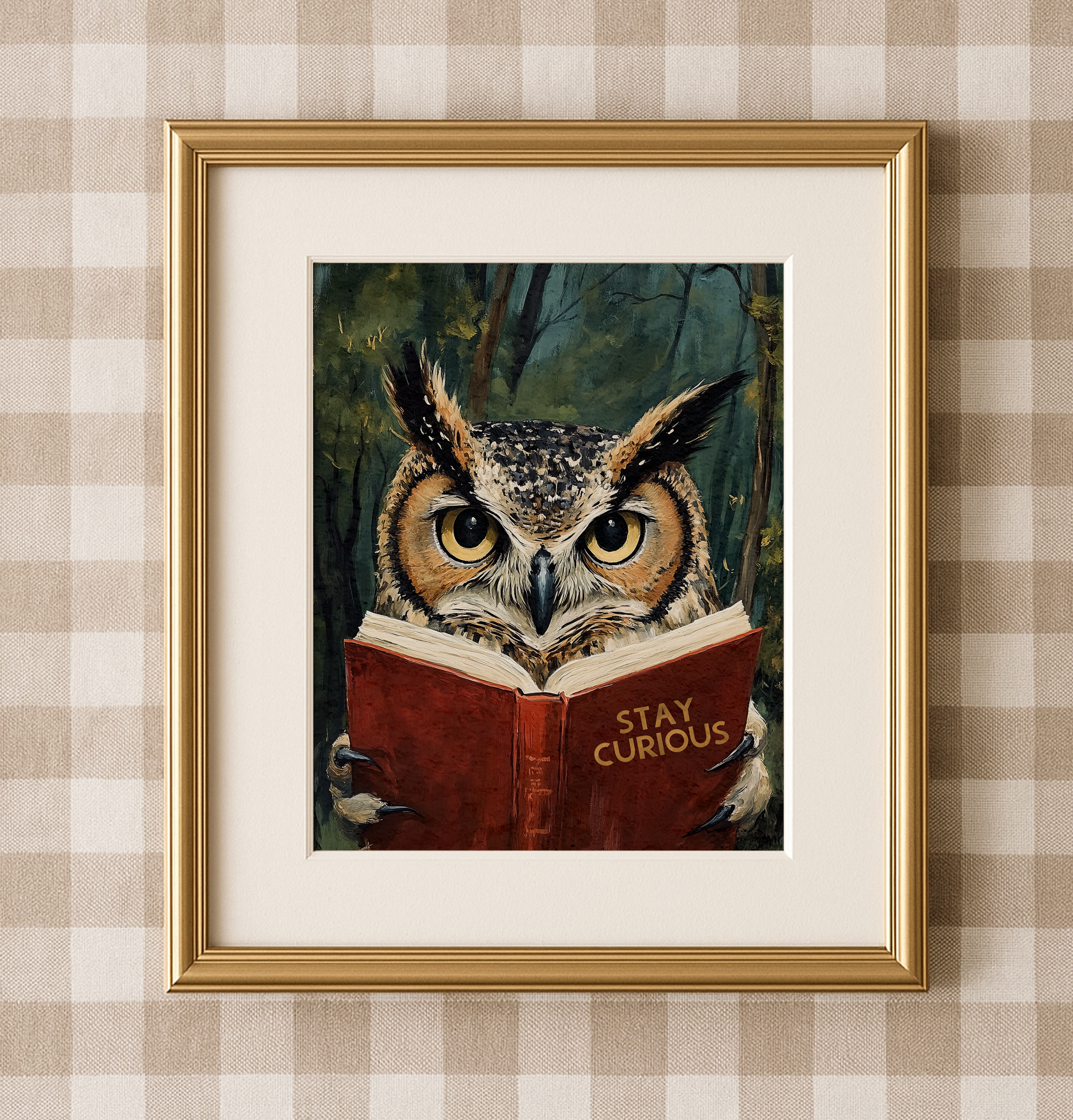 Stay Curious Owl Reading Art Print Book Lovers Wall Decor - Image 3 by RebelMod
