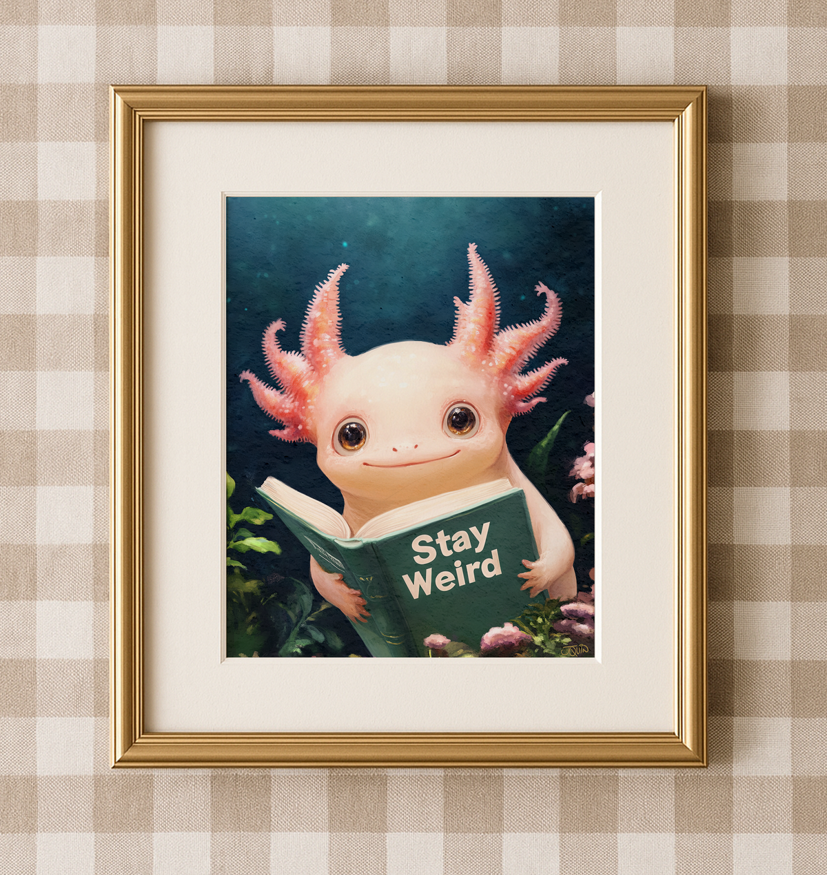 Axolotl Reading Stay Weird Book Print Cute Wall Art - Image 3 by RebelMod