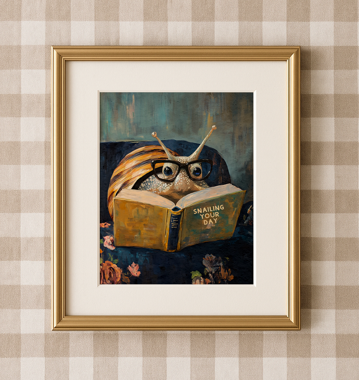 Snail Reading Snail The Day Book Art Print Cute Wall Decor - Image 2 by RebelMod