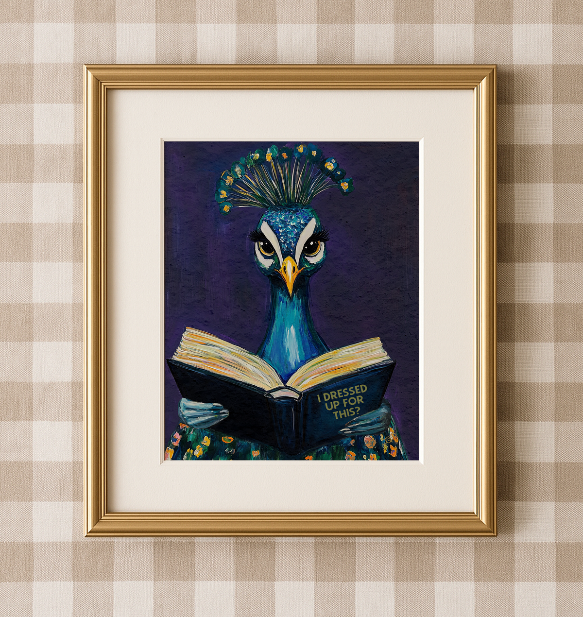 Peacock I Dressed Up For This? Reading Art Print Quirky Decork - Image 3 by RebelMod