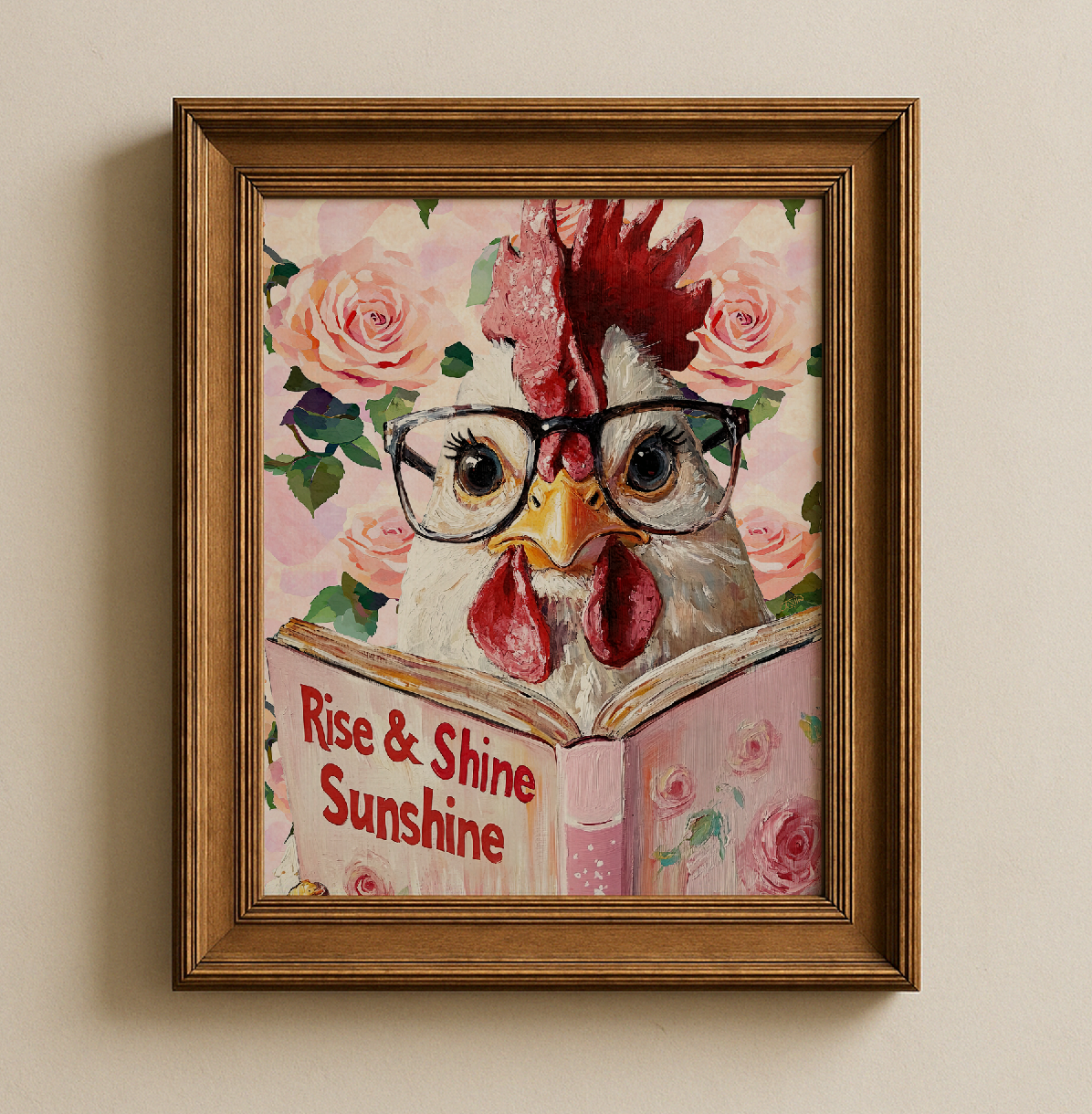 Rise and Shine Sunshine Hen Reading Wall Art Farmhouse Decor Print - Image 3 by RebelMod